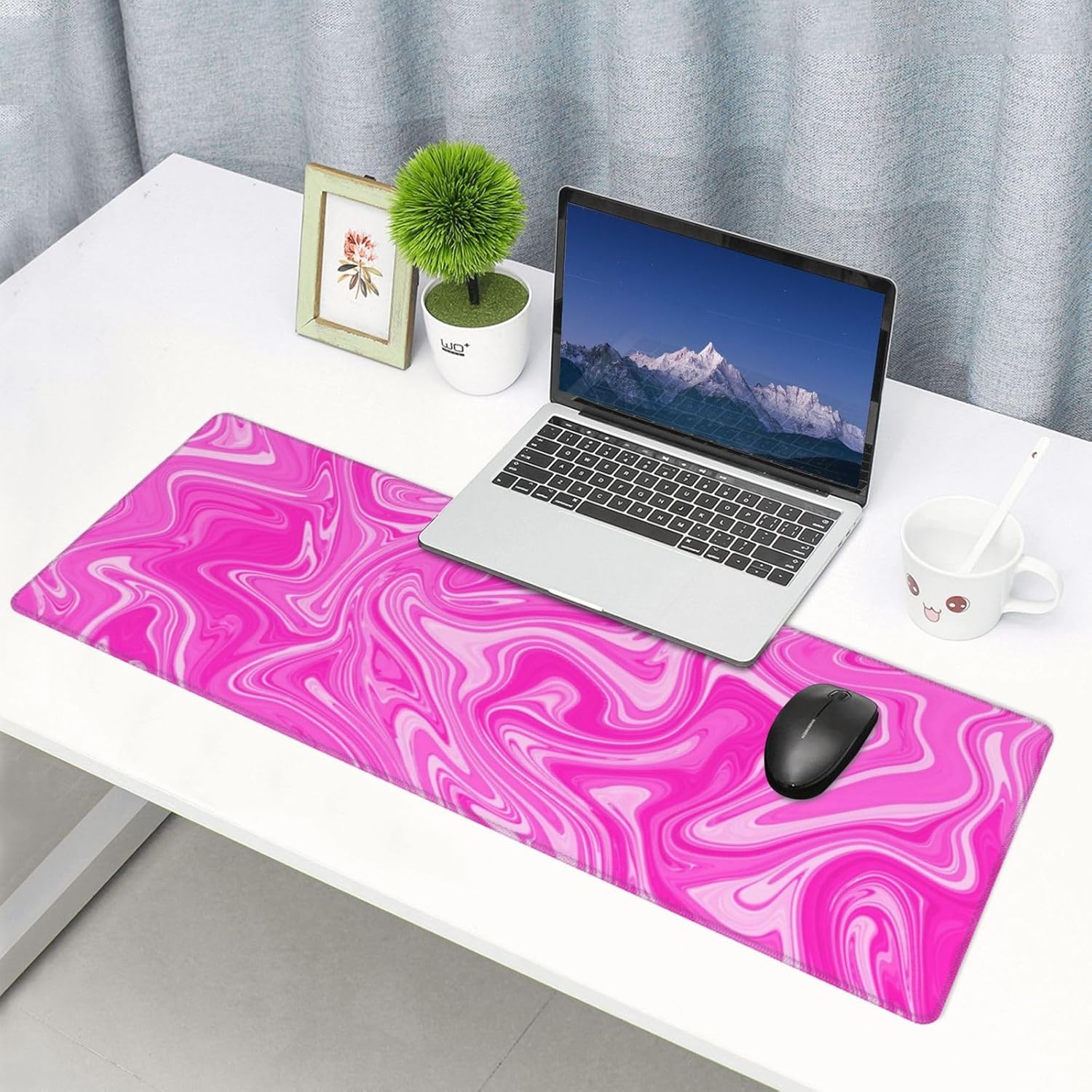 Red Topographic Contour Map Liquid Wave Topography Geography Gaming Mouse Pad 31.5 X 11.8 Inch XL Extended Large Keyboard Non-Slip Rubber Base with Stitched Edges for Home Office 42 - northernschoolofshiatsu.co.uk