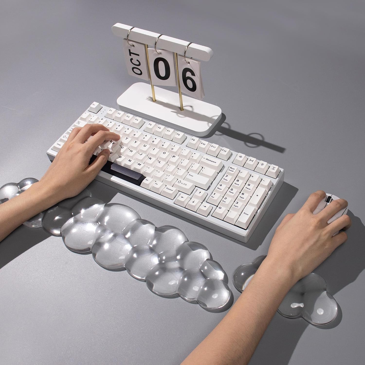 Clear Gel Wrist Rest for Keyboard and Mouse, White Silicone Keyboard Wrist Rest Set, Cute Ergonomic Wrist Rest for Keyboard 60%/75%(White) 8 - northernschoolofshiatsu.co.uk