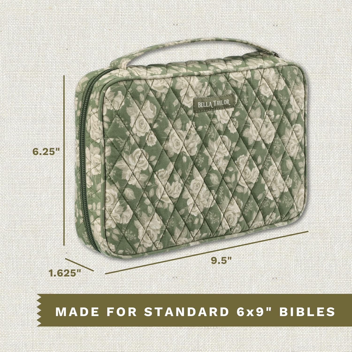 Bella Taylor Small Bible Cover for Women - Quilted Cotton Bible Case for 6 x 9 inch Books - Cameo Rose 32 - northernschoolofshiatsu.co.uk