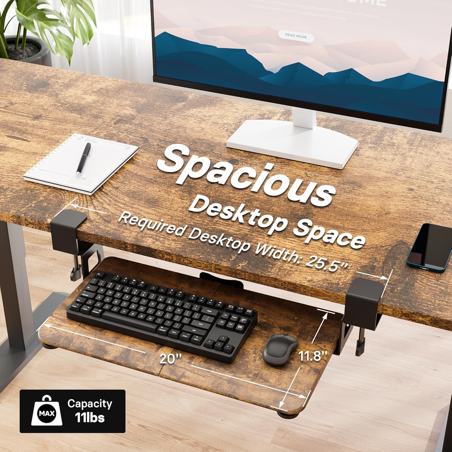 BONTEC KMT01 Under Desk Keyboard Tray, Pull-Out Keyboard & Mouse Platform with C-Clamp, 25.6 x 11.8 in Space-Saving Ergonomic Slide-Out Drawer, White 43 - northernschoolofshiatsu.co.uk