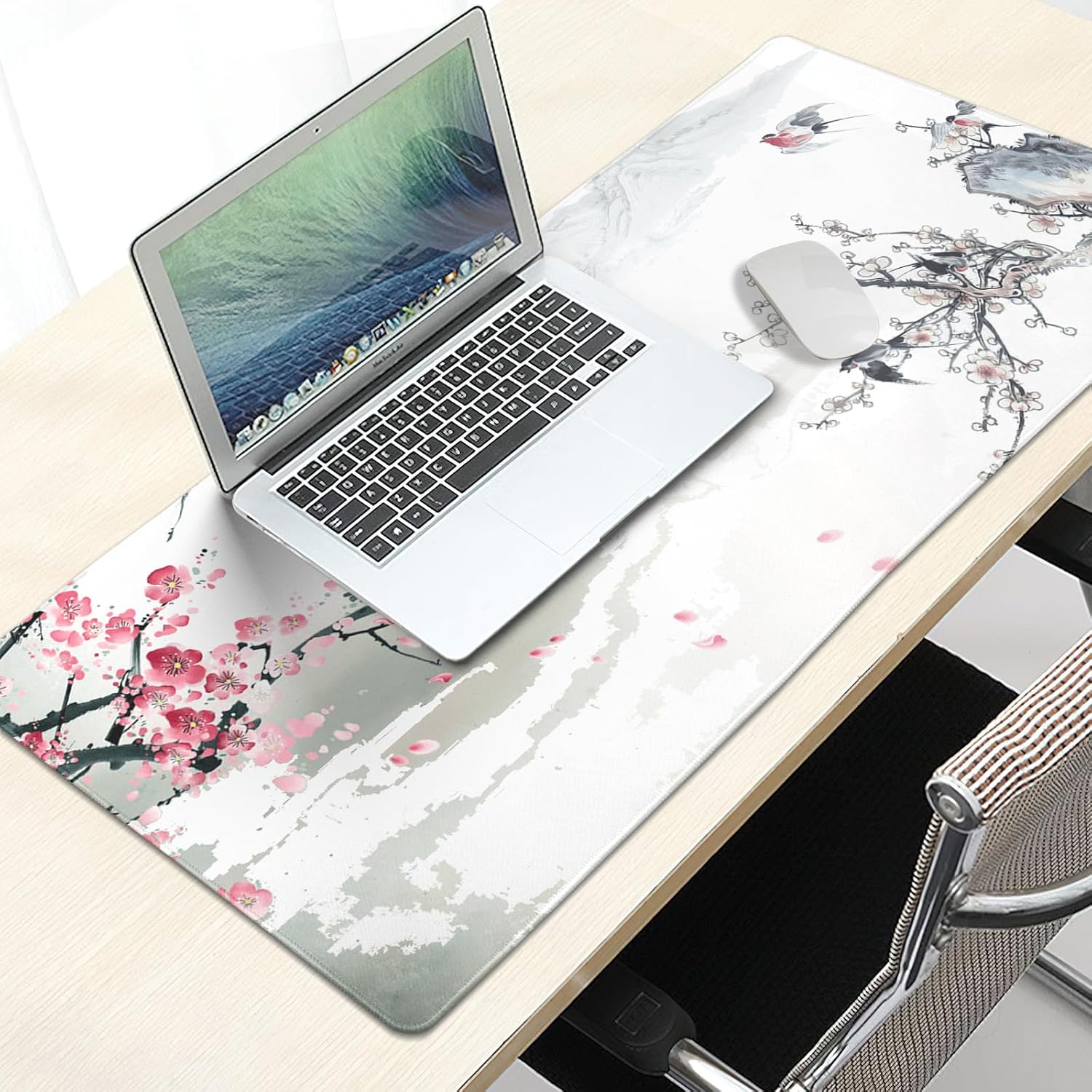 Large Floral Mouse Pad Extended Gaming Mousepad 31.5"x11.8" Vintage Aesthetic Black Desk Mat Flower Mouse Pad Plant Wildflower Mousepad XXL Laptop Computer Keyboard Mats for Desk Office 173 - northernschoolofshiatsu.co.uk
