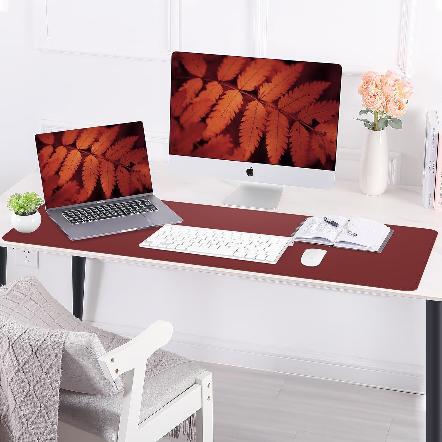 Large Desk Mat 47.2" x 17" Leather Desk Pad Protector with Natural Cork & PU Leather, Non-Slip Office Desk Mat, Large Mouse Pad, Waterproof Desk Blotter pad for Office&Home(Black) 10 - northernschoolofshiatsu.co.uk