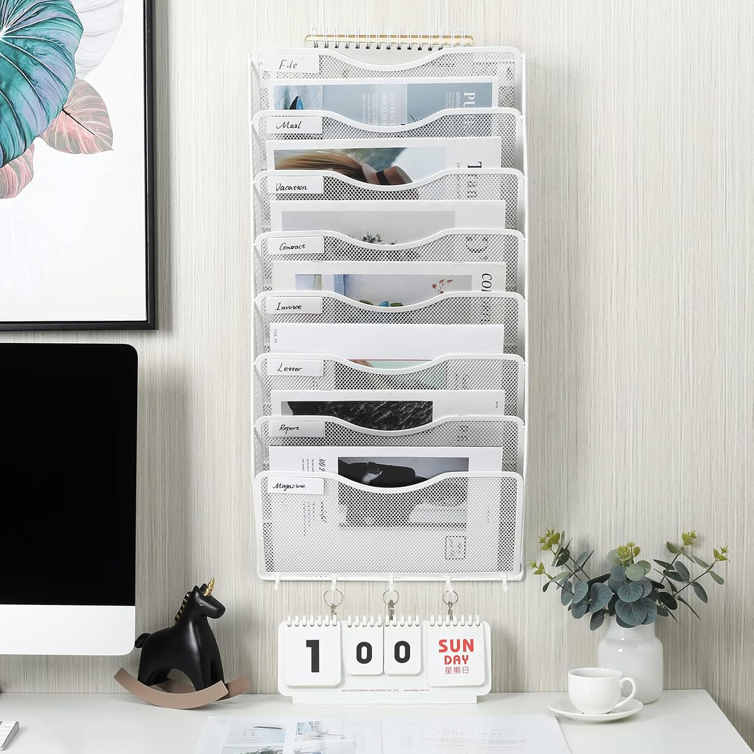 EasyPAG Wall File Holder 5 Pocket Mesh Hanging Wall Organizer Vertical Hanging File Folder Holder Magazine Rack with Nametag Label for Mail Paper Organization,Black 110 - northernschoolofshiatsu.co.uk
