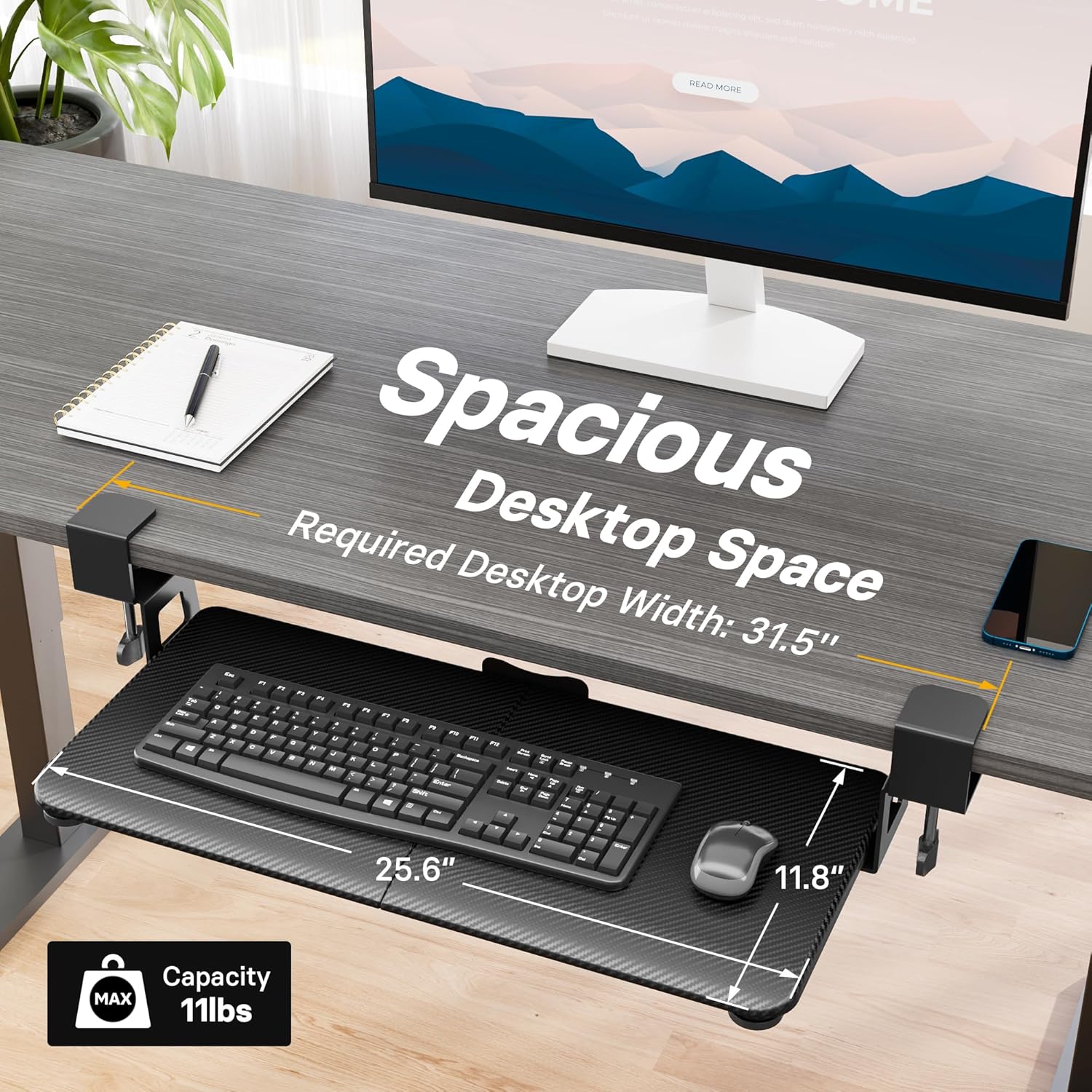 BONTEC KMT01 Under Desk Keyboard Tray, Pull-Out Keyboard & Mouse Platform with C-Clamp, 25.6 x 11.8 in Space-Saving Ergonomic Slide-Out Drawer, White 62 - northernschoolofshiatsu.co.uk