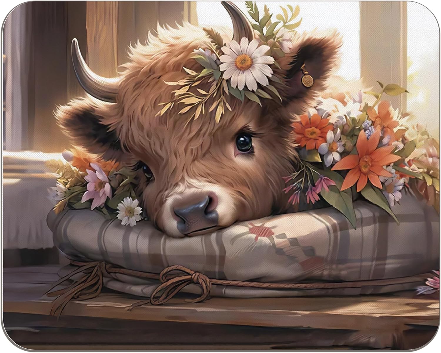 OFlich Highland Cow Mouse Pad - Highland Cow Mouse Pads for Desk, Floral Mouse Pad, Highland Cow Mousepad with Non-Slip Rubber Base for Laptop Computer Desktop Keyboard (9.5×7.9 Inch), Small, JW560 1 - northernschoolofshiatsu.co.uk