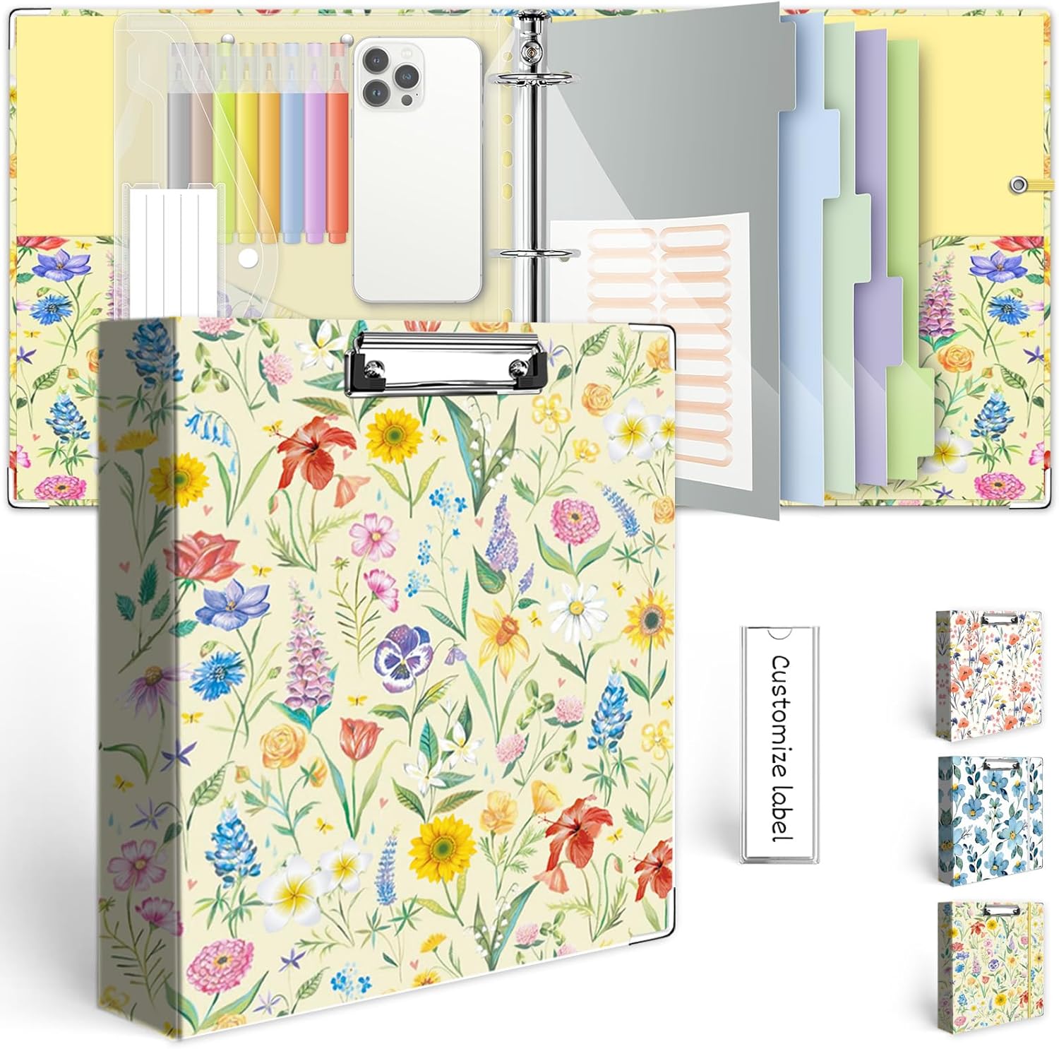 3 Ring Binder 1 Inch, Three Ring Binders Organizer with Clipboard, 5-Tabs Pockets Dividers, Plastic Folder, 18 Divider Stikers, KLLVE Cute Binder with Pen Loop (Garden Party, Letter Size) 80 81yWvByw9OL. AC SL1500 - northernschoolofshiatsu.co.uk