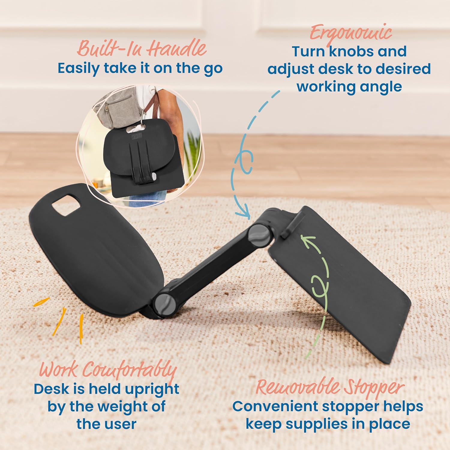 ECR4Kids The Surf Folding Portable Lap Desk, Flexible Seating, Black 6 81yu6eRzwuL. SL1500 - northernschoolofshiatsu.co.uk