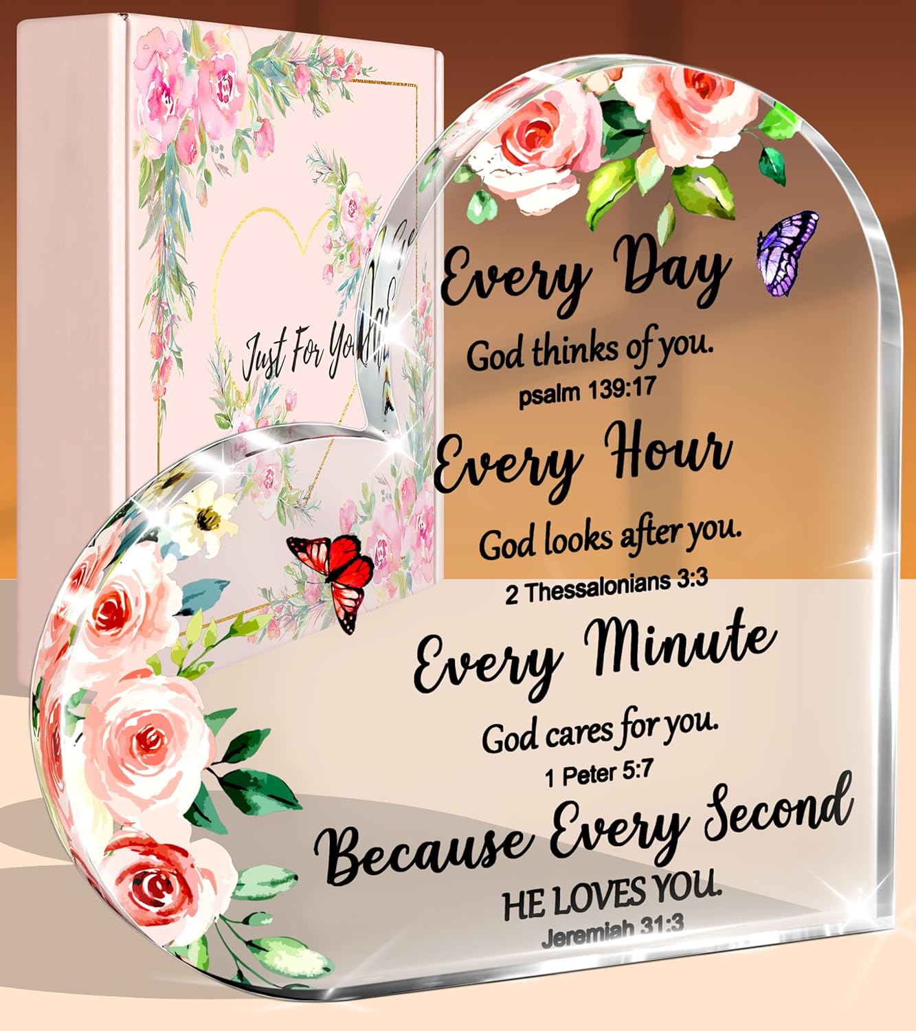 Petitian Christian Choice for Women Faith, Religious Spiritual Inspirational Bible Verse Choice for Women Friends, Clear Acrylic Heart Paperweight Keepsake Secret Sister Choice for Women Christian 1 - northernschoolofshiatsu.co.uk
