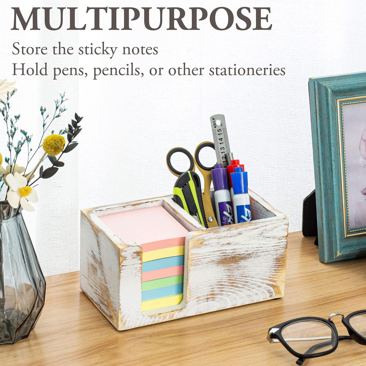 MyGift Shabby White Washed Solid Wood Sticky Note and Stationery Holder Stand, Office Desktop Storage Caddy for Self Adhesive Memo Pads Pen Pencil Marker 3 81zUUUgGDAL. AC SL1500 - northernschoolofshiatsu.co.uk