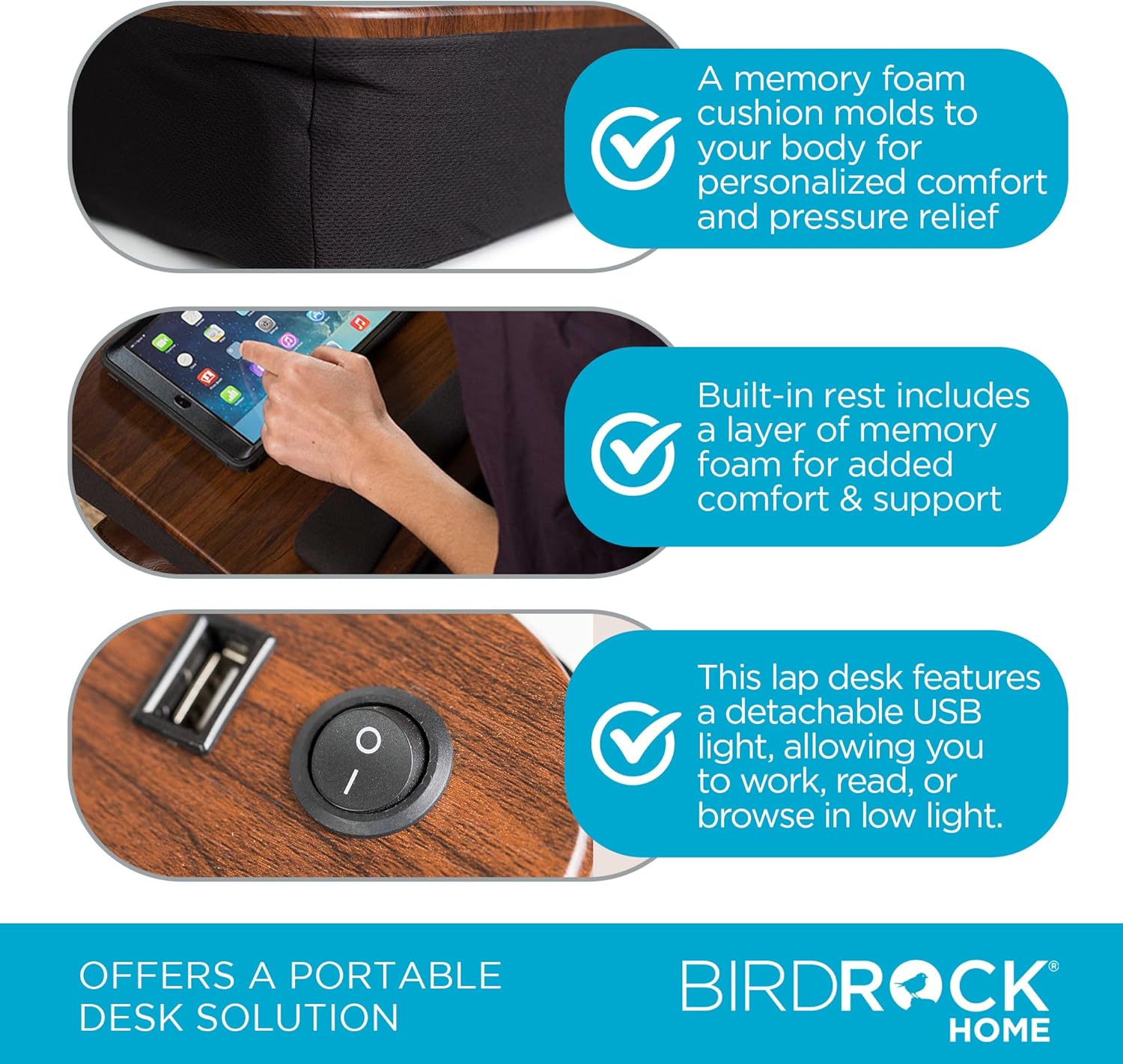 Lap Desk with Memory Foam Cushion and USB Light, Fits Laptops Up to 15", Portable Workstation for Home Office with Wrist Rest, Handle, and Detachable Light - Black, Walnut 5 81zfKSeZmGL. AC SL1500 - northernschoolofshiatsu.co.uk