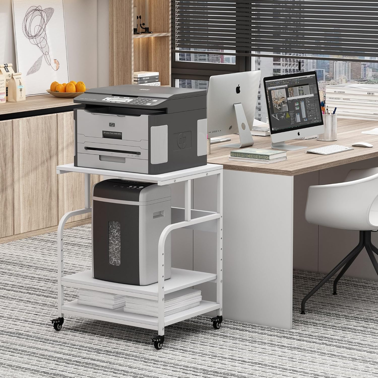 Large Printer Stand Table 23.6 x18.9 x 30 Inches with Height Adjustable Storage Shelf, 3 Tier Rolling Printer Cart with Wheels for Home Office, Gray 26 915+I+BfIFL. AC SL1500 - northernschoolofshiatsu.co.uk