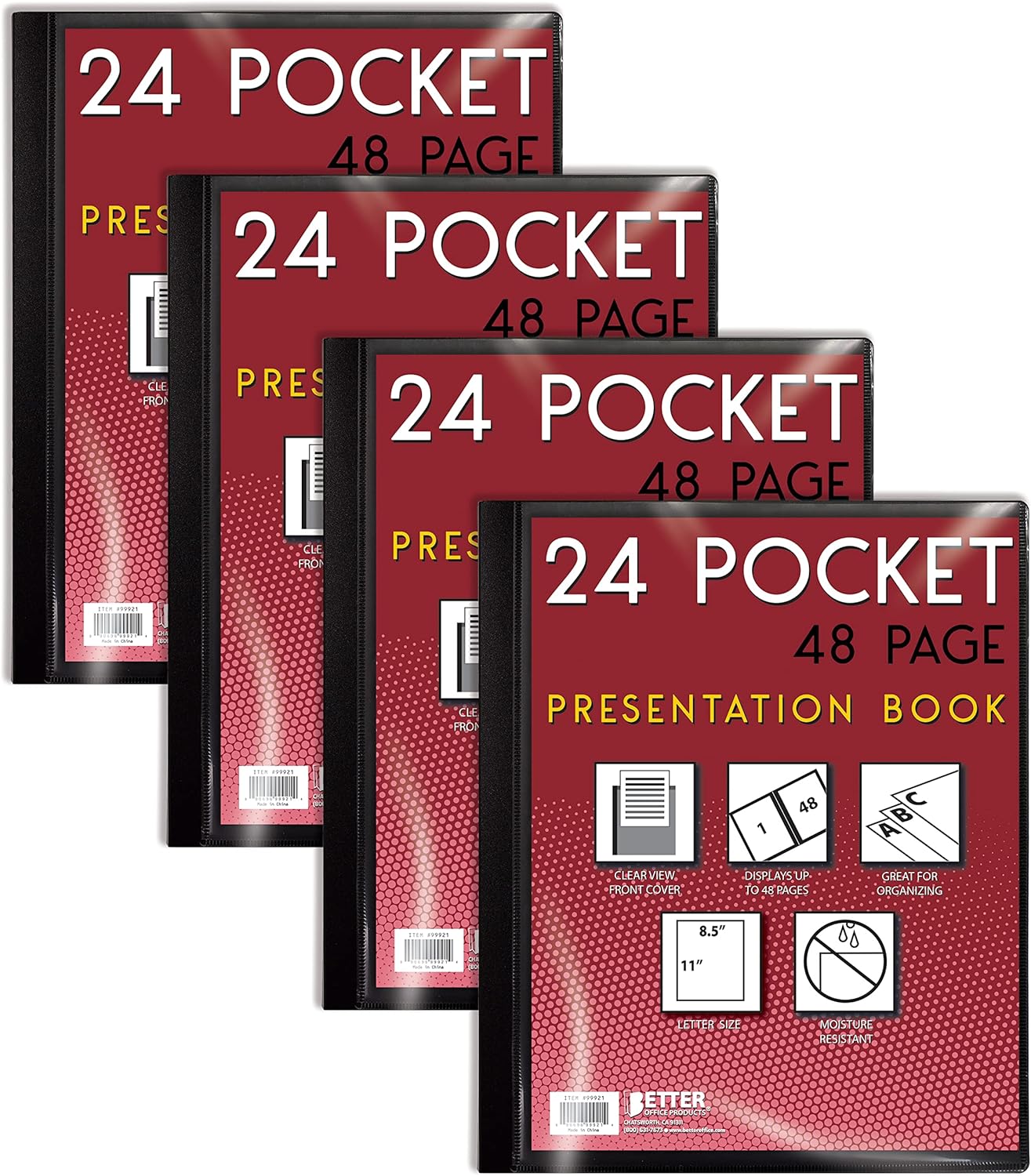 Better Office Products 24 Pocket Bound Presentation Book, Black, Clear View Front Cover, 48 Sheet Protector Pages, 8.5" x 11" Sheets, Art Portfolio, Durable Poly Covers, Letter Size (4 Pack) 1 9174aKgeGcL. AC SL1500 - northernschoolofshiatsu.co.uk