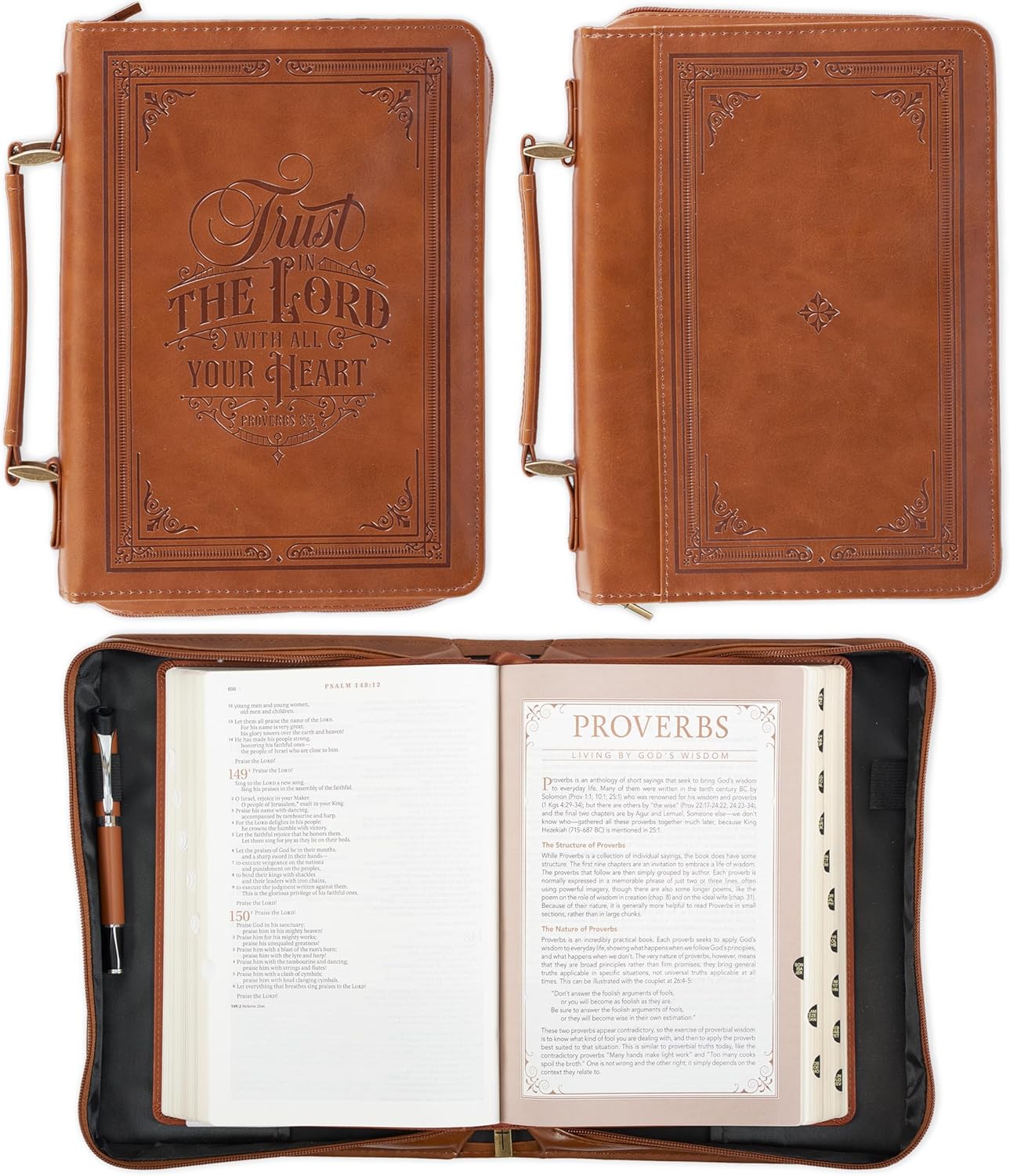 Christian Art Gifts Classic Vegan Leather Bible Cover for Men & Women: Trust in The Lord Inspirational Bible Verse, Sturdy Easy Carry Book Case, Pen Loops, Pockets, Accessory Storage, Brown, Medium 1 917tShv9KzL. AC SL1500 - northernschoolofshiatsu.co.uk