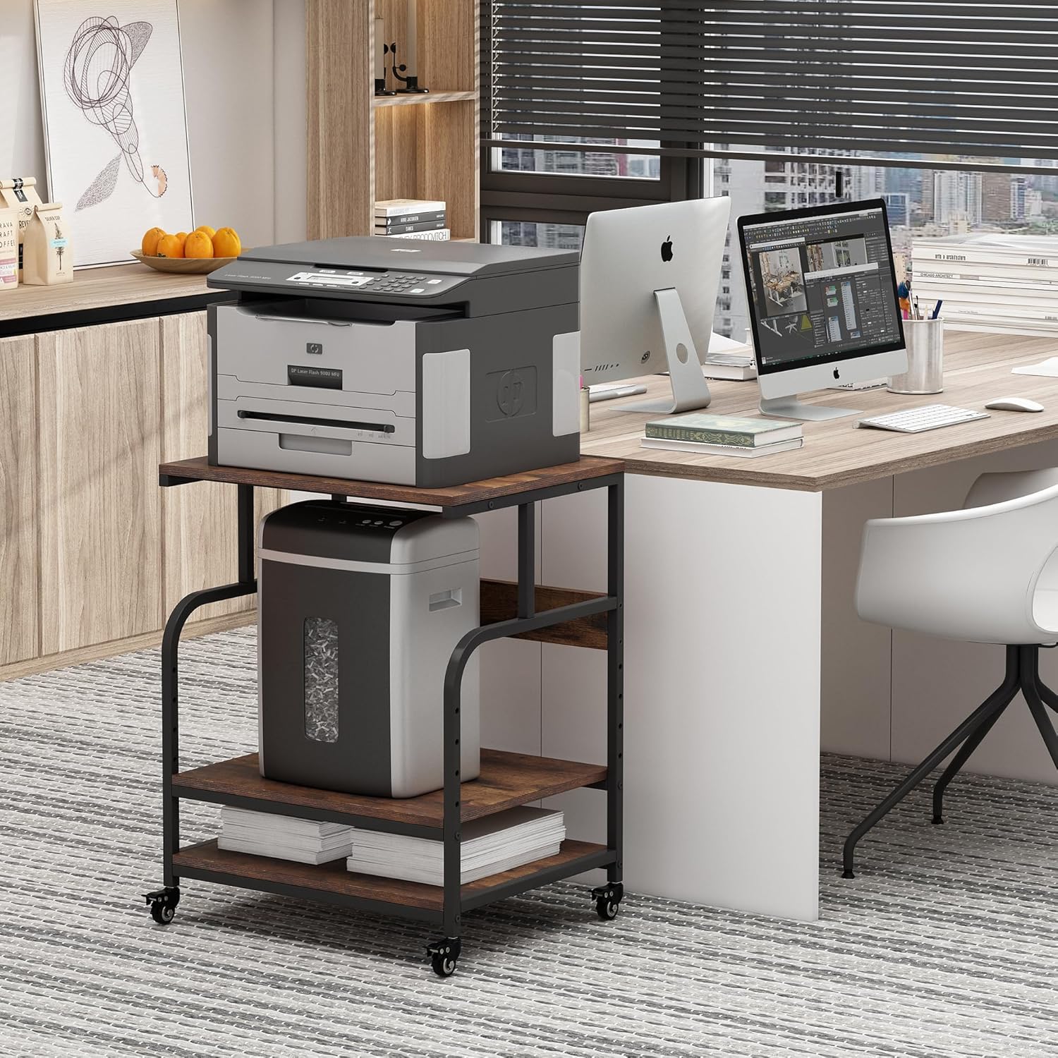 Large Printer Stand Table 23.6 x18.9 x 30 Inches with Height Adjustable Storage Shelf, 3 Tier Rolling Printer Cart with Wheels for Home Office, Gray 67 918gV2qGq7L. AC SL1500 - northernschoolofshiatsu.co.uk