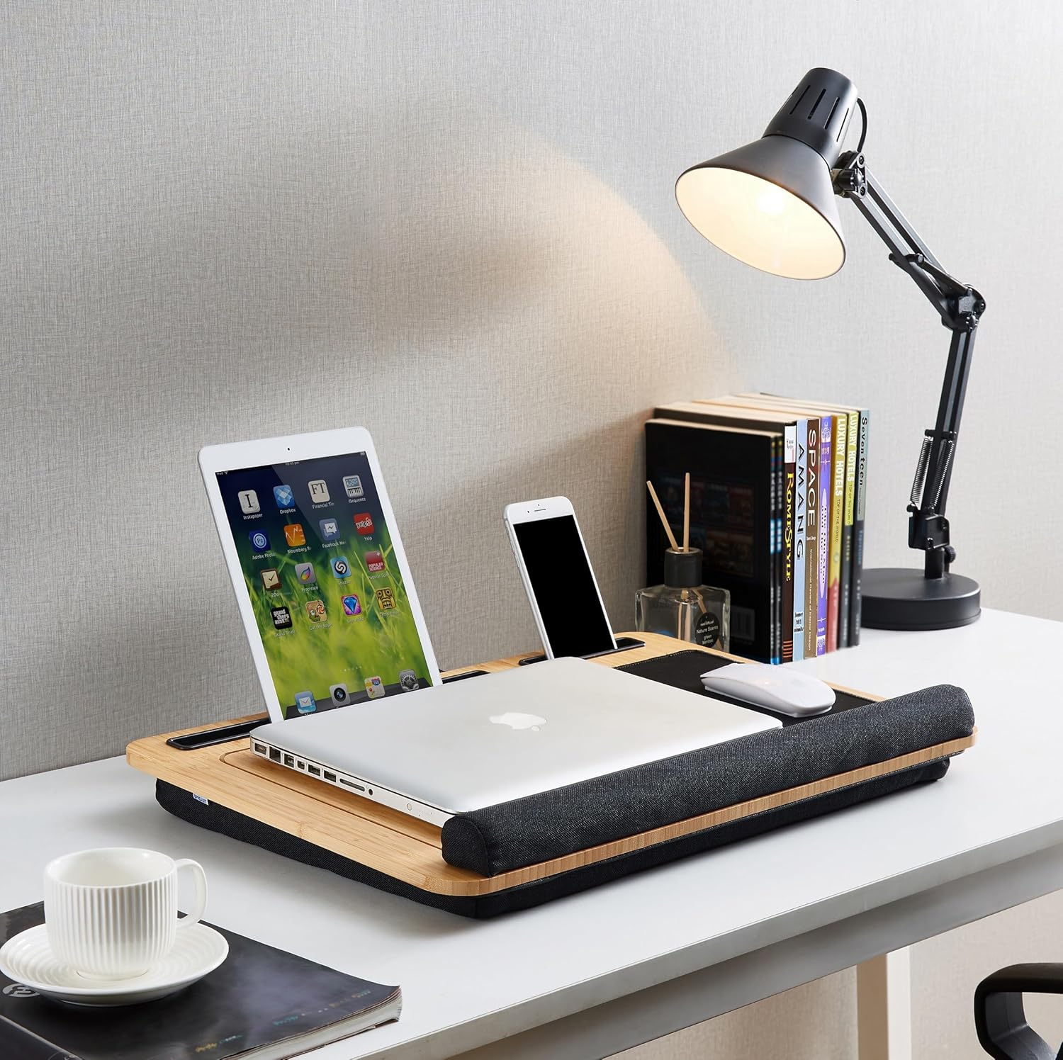 Bamboo Laptop Lap Desk Angle Adjustable, Sofa Bed Desk Portable with Cushion and Soft Wrist Pad, Laptop Stand with Mouse and Tablet & Phone Holder (Natural Bamboo for Desk Black for Cushion) 2 918h0wEZEJL. AC SL1500 - northernschoolofshiatsu.co.uk