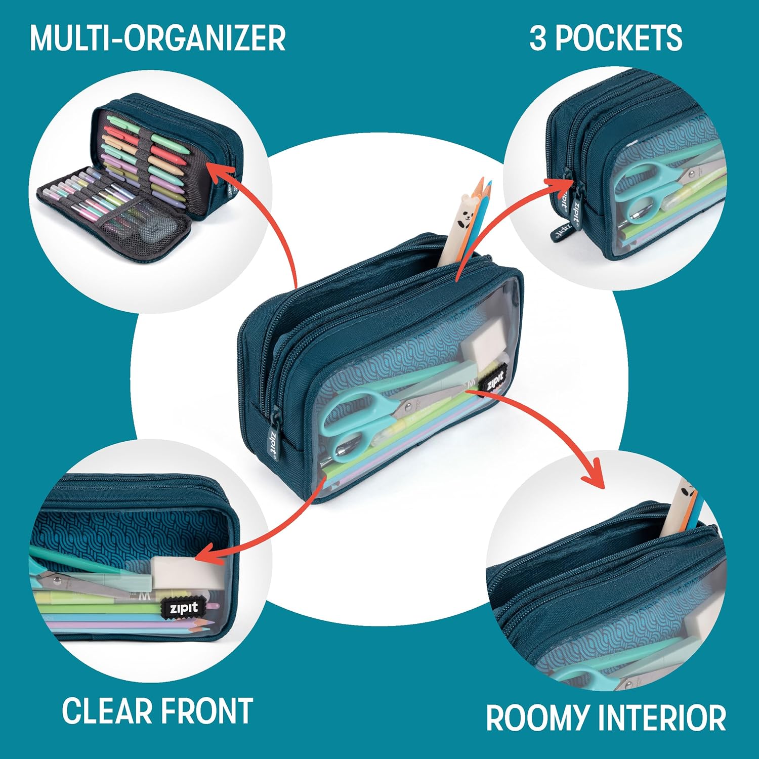ZIPIT Half & Half Pencil Case | Large Capacity Pencil Pouch | Pencil Bag for School, College and Office 4 919Pgiu767L. AC SL1500 - northernschoolofshiatsu.co.uk