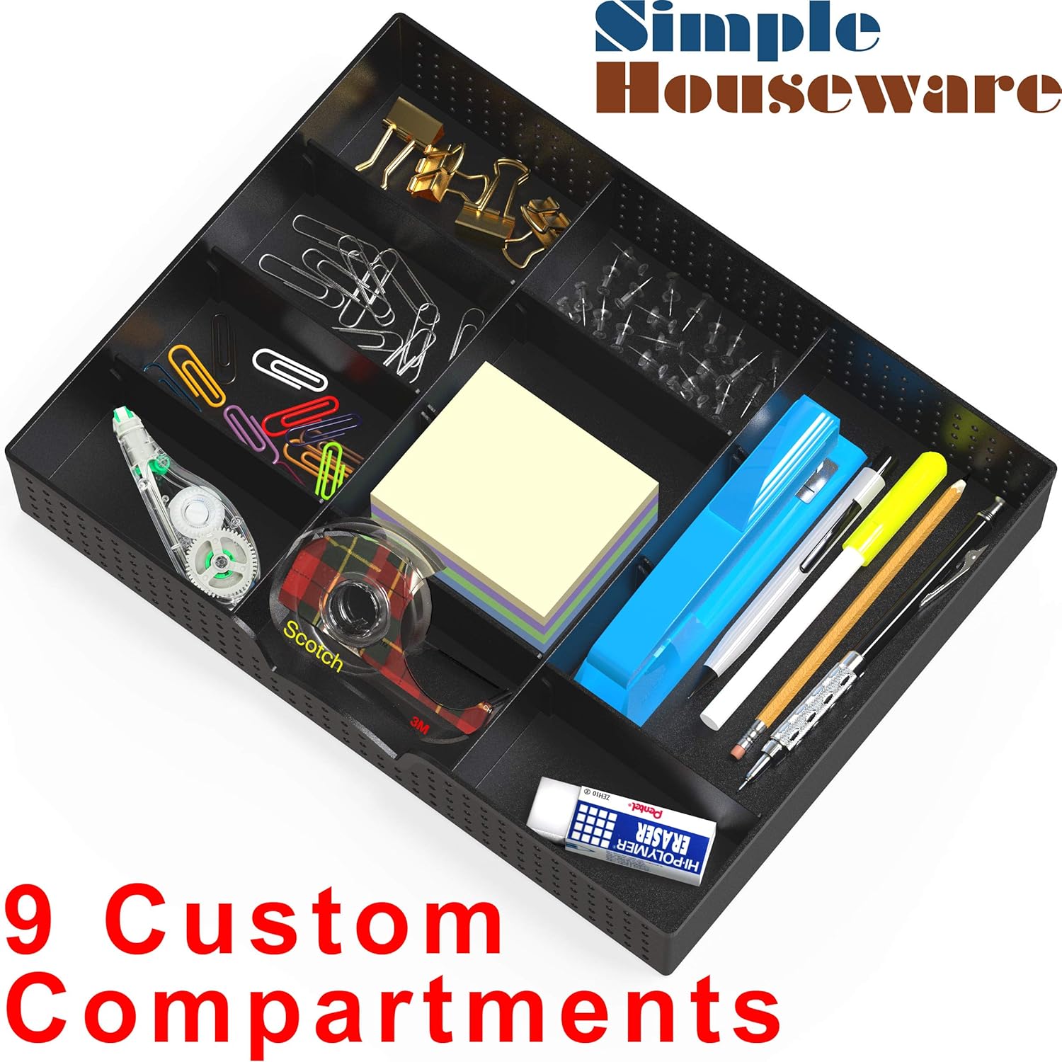 Simple Houseware Drawer Organizer Tray with 9 Adjustable Compartments, Black 28 91A06BpARYL. AC SL1500 - northernschoolofshiatsu.co.uk
