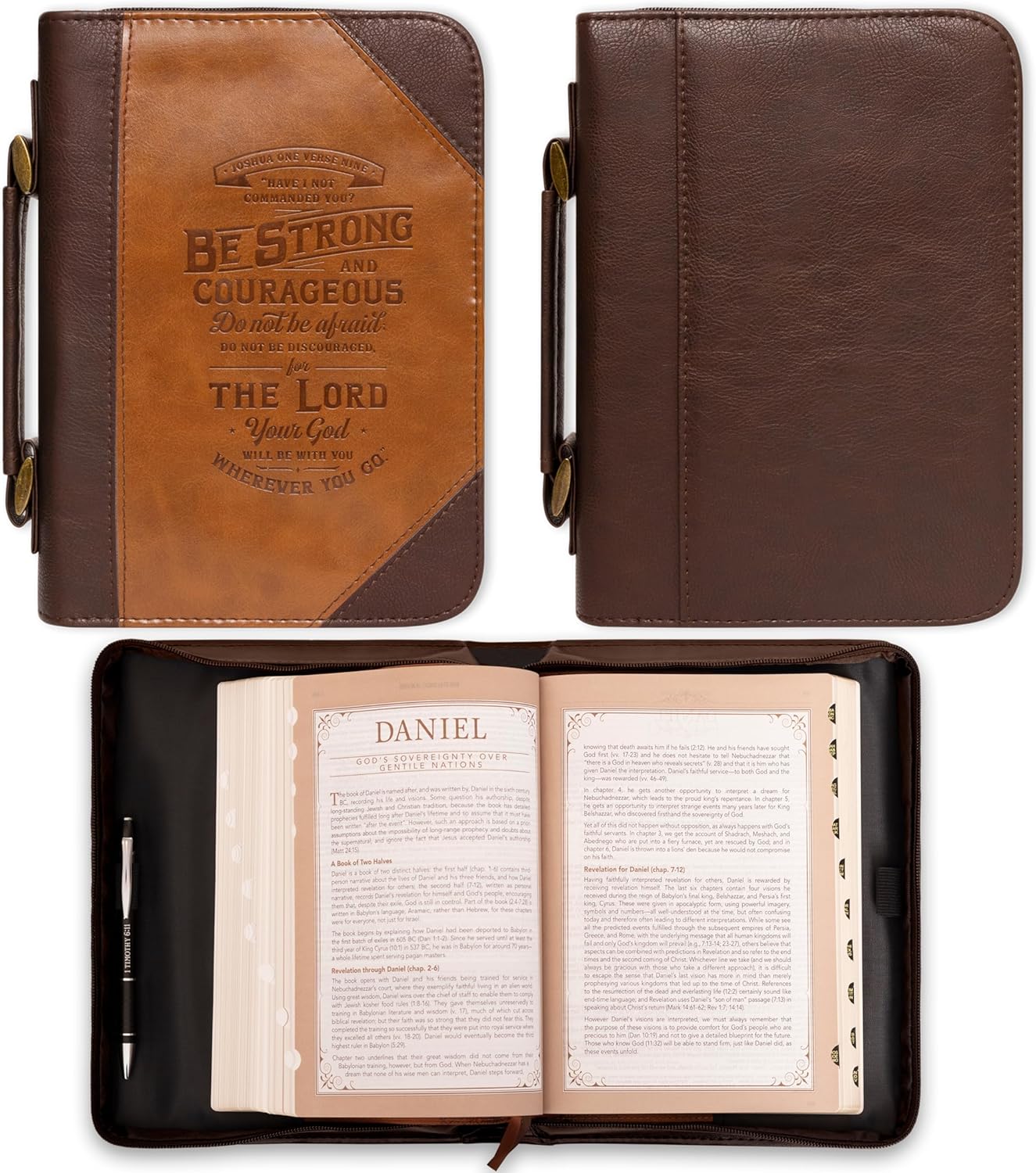 Christian Art Gifts Classic Bible Cover Do Not Be Afraid Joshua 1:9 Faux Leather, Toffee/Brown, XL 1 - northernschoolofshiatsu.co.uk