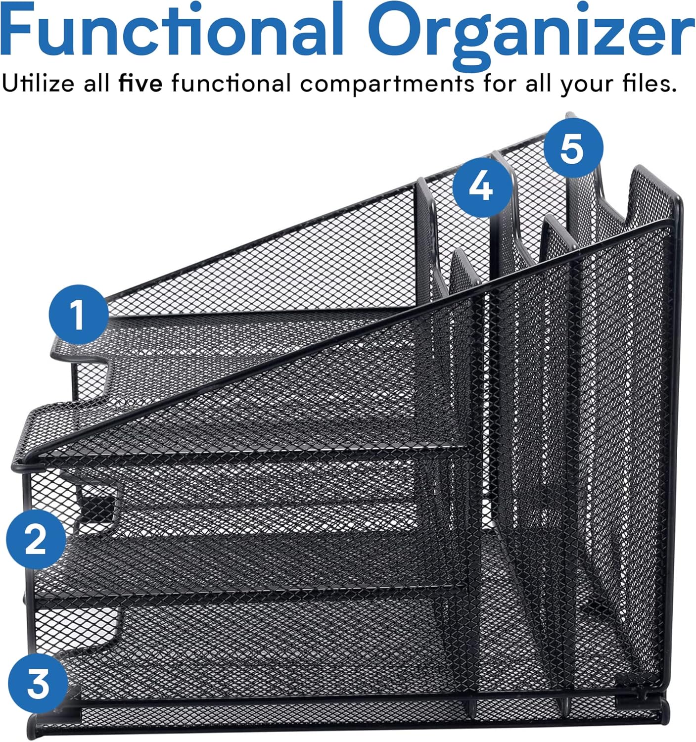 Halter Steel Mesh 5 Compartment Mesh Organizer Black 4 - northernschoolofshiatsu.co.uk
