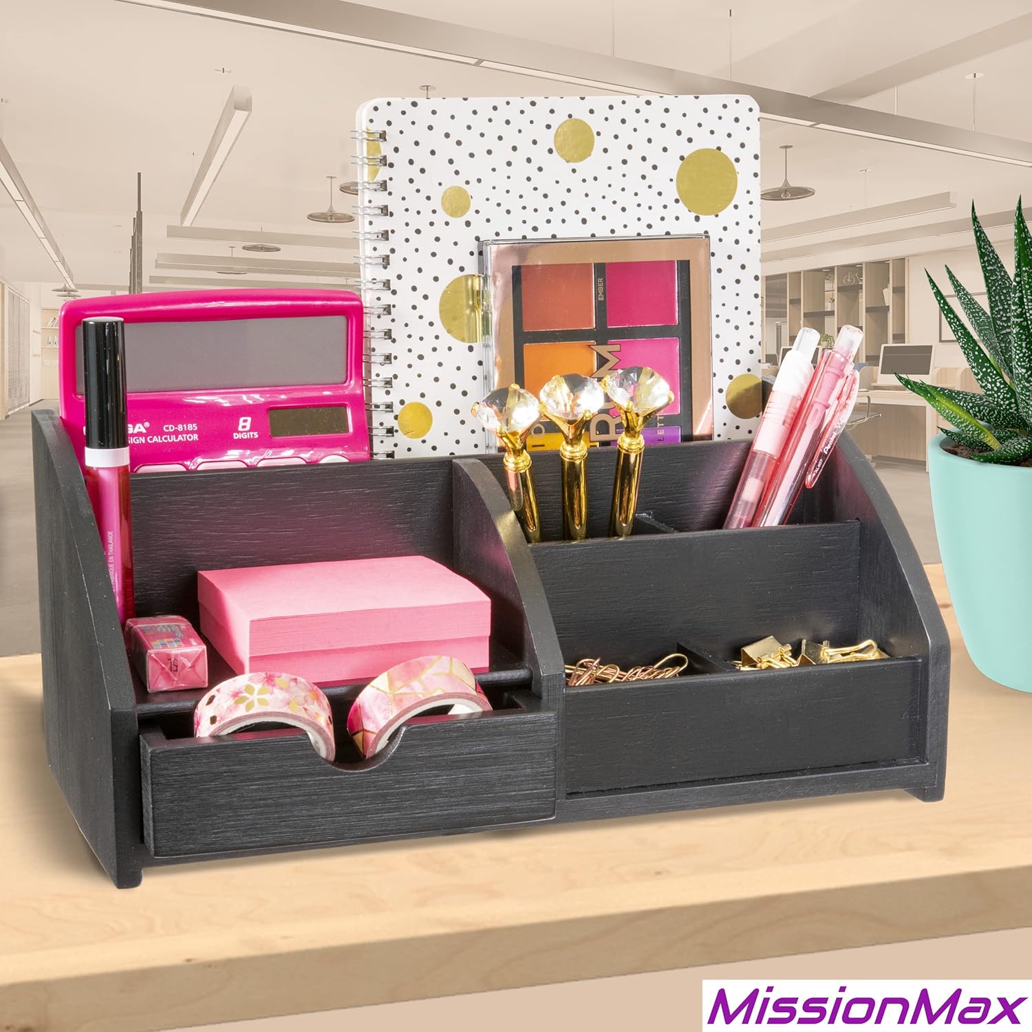 Black Medium Bamboo Caddy Desk Organizer and Storage with Drawer and Compartments for all your Office and Home needs 8 91IhVvU7vlL. AC SL1500 - northernschoolofshiatsu.co.uk
