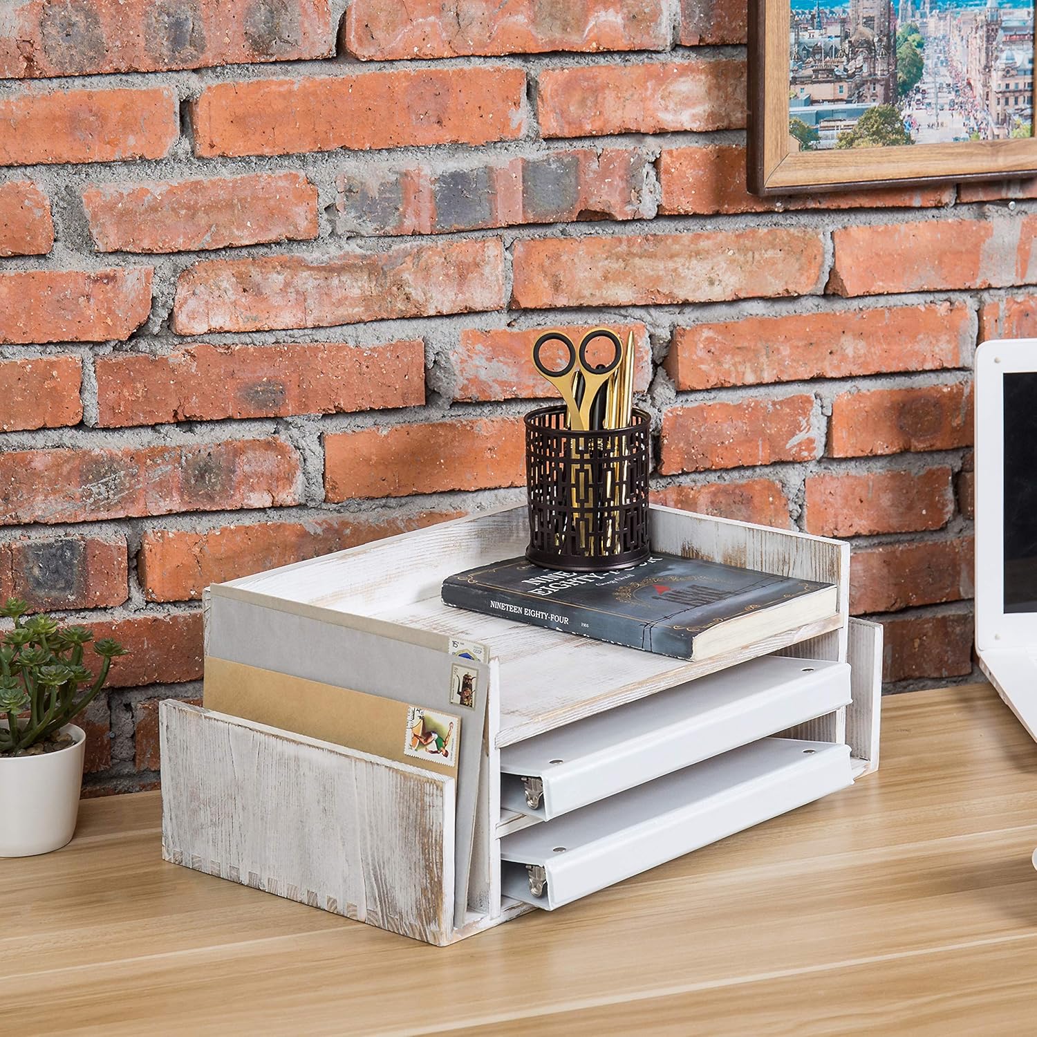 MyGift 3-Tier Desk Organizer & File Tray, Wood Letter Holder for Office, Farmhouse White Wood Desktop Document Organizer with Paper Storage 2 91MQ42RE4qL. AC SL1500 - northernschoolofshiatsu.co.uk