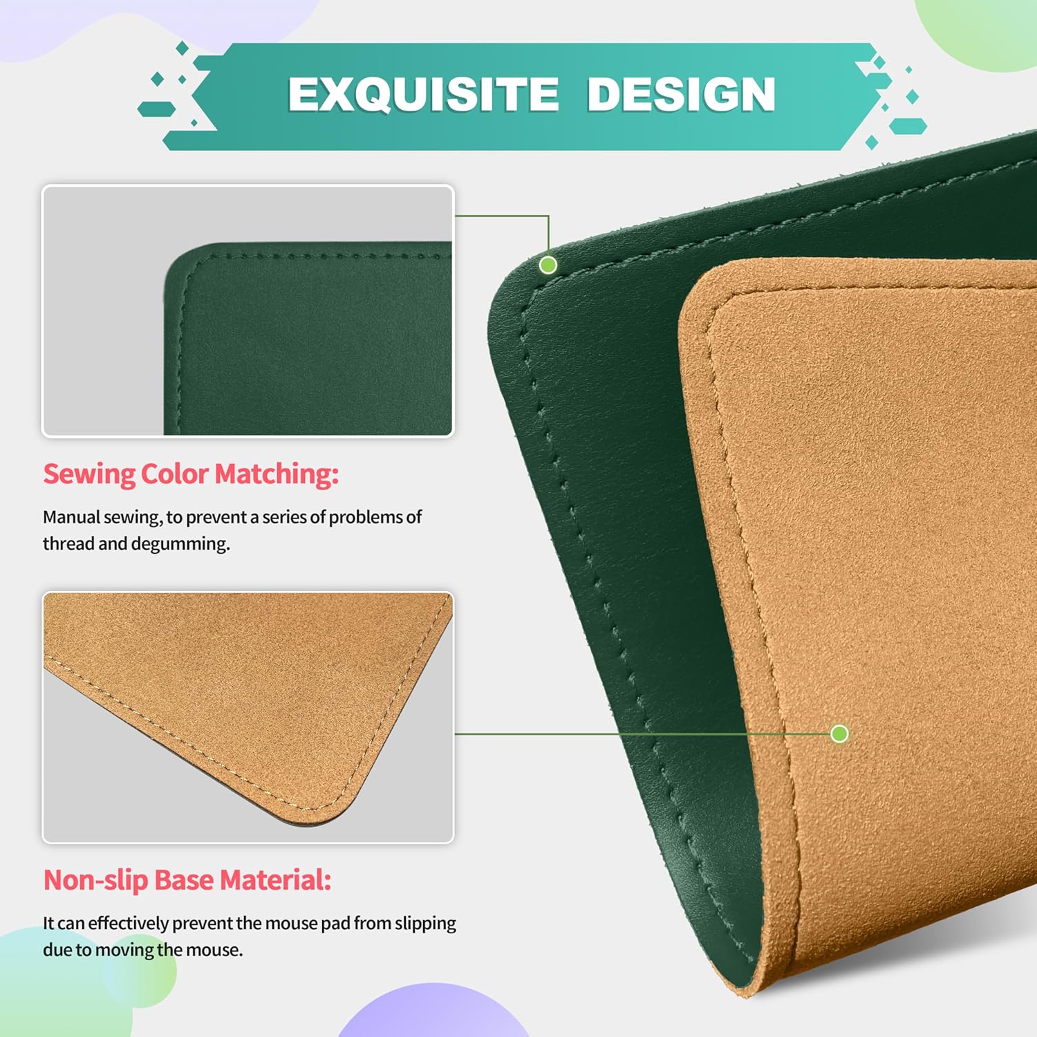 Mouse Pad, PU Mouse Pad,Leather Mouse Pad with Stitched Edge Micro-Fiber Base with Non-Slip Waterproof,Mouse Pad for Computers,Laptop, 8x11Inch (Caramel Brown) 134 91OVmTx YGL. AC SL1500 - northernschoolofshiatsu.co.uk