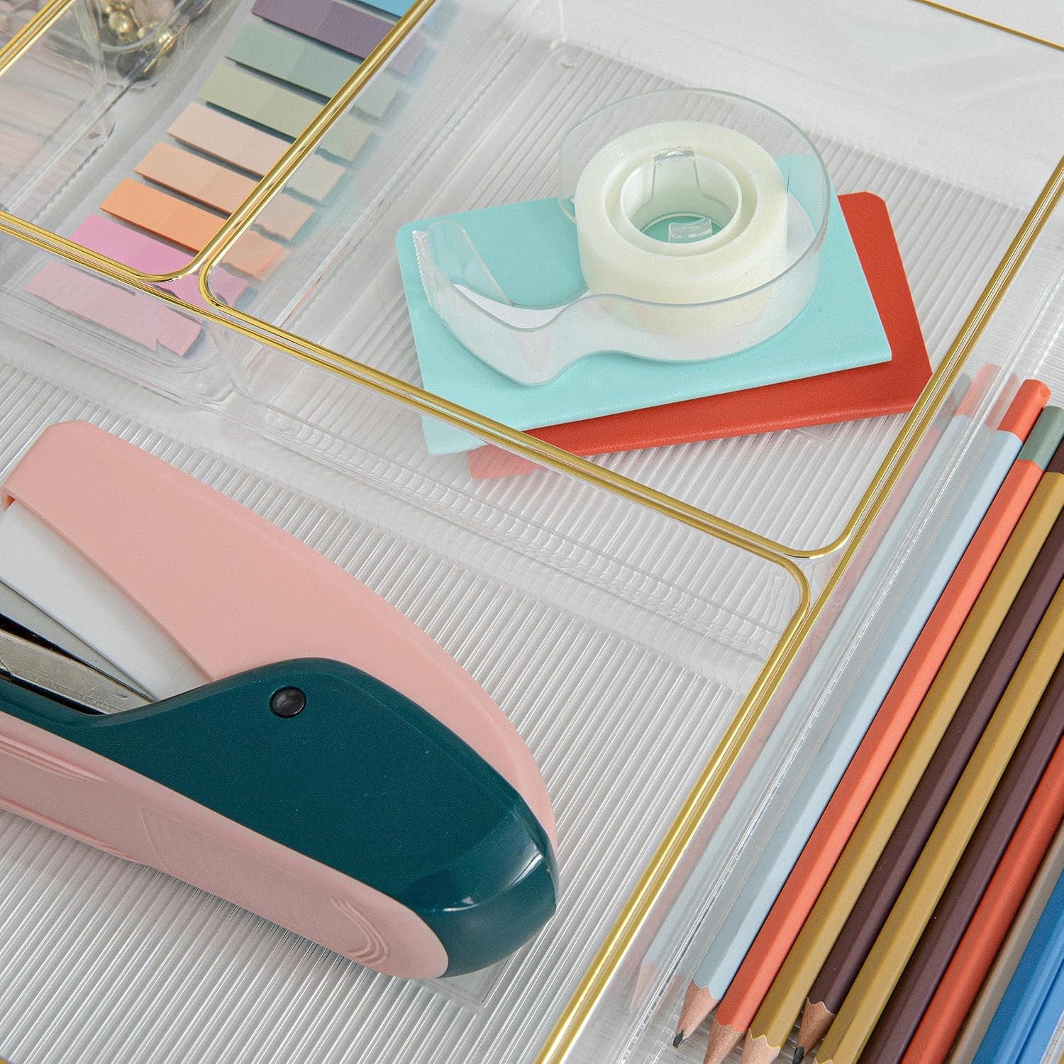 Martha Stewart Kerry Plastic Stackable Office Desk Drawer Organizers, Set of 6, with Gold Trim 14 91QzYkgjC3L. AC SL1500 - northernschoolofshiatsu.co.uk