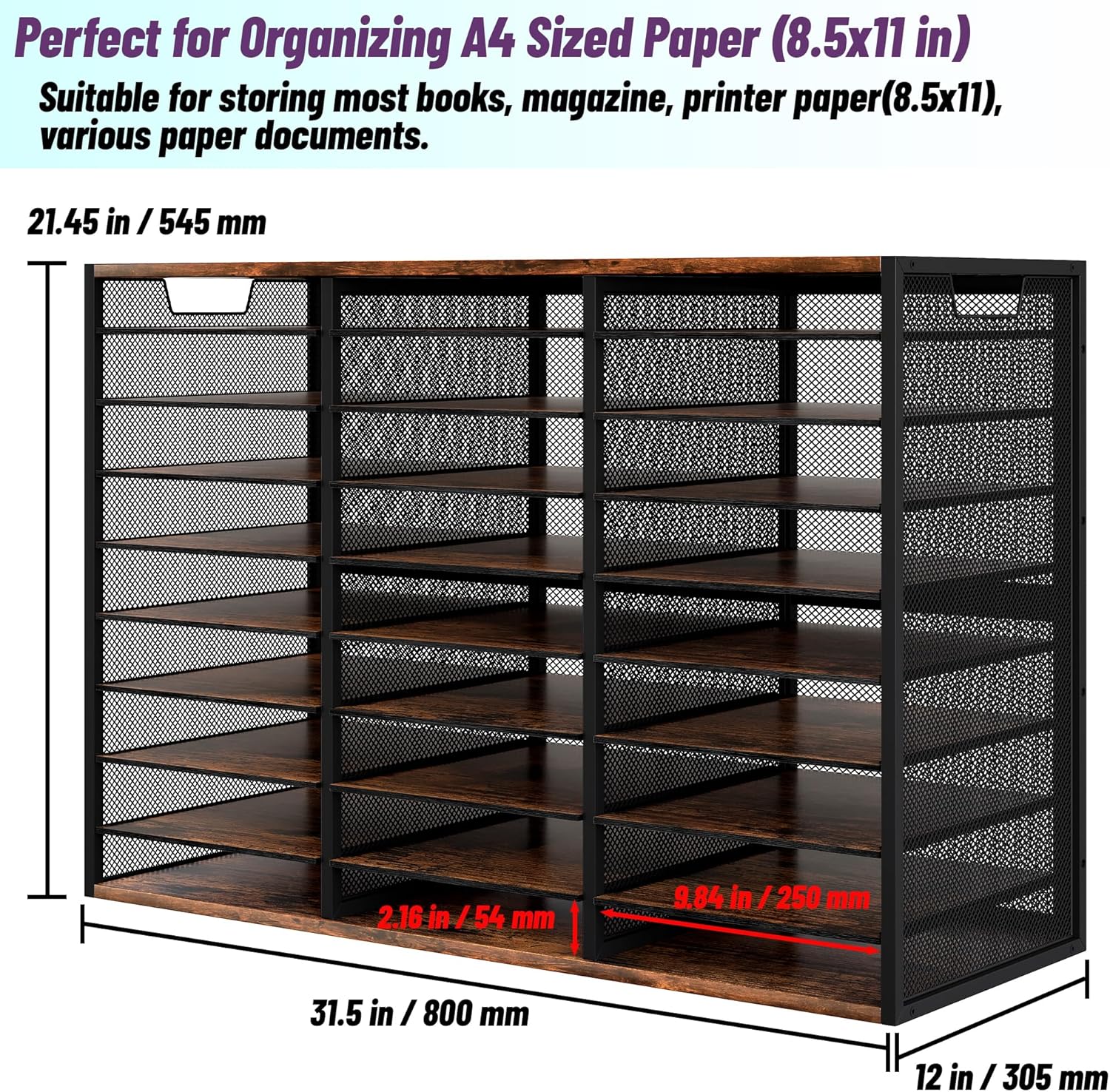 Letter Size Paper Organizer, Metal Literature Organizer, Sturdy Mail Storage Organizer, Desktop Organizer for Storage, Magazine Organizer Keep Desktop Clean, 12 Compartments, Black 29 91RUtyX CtL. AC SL1500 - northernschoolofshiatsu.co.uk