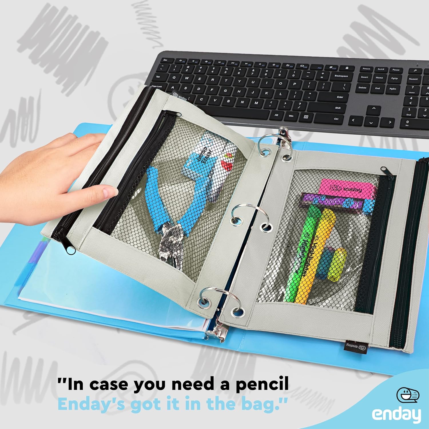 Enday Large Pencil Pouch for 3 Ring Binder Black, Mesh Zipper Pencil Case, Pen Bag/Pen Case, Small Cosmetic bag, Storage Container, Also Available in Pink, Purple, Green, Blue, Red, Grey, 1 Pc 20 - northernschoolofshiatsu.co.uk