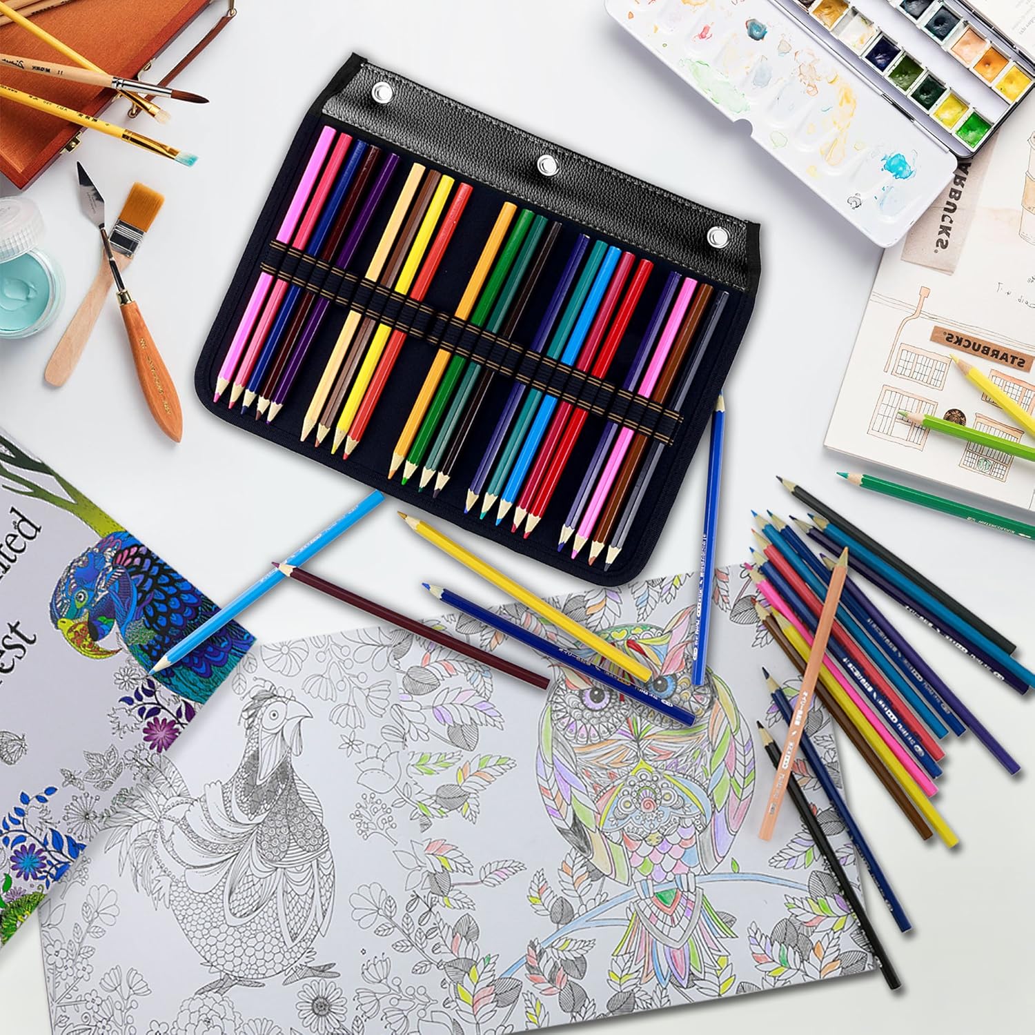 YOUSHARES 3 Ring Pencil Case - 54 Slots Pencil Sleeve, Pencil Pouch Stationery Organizer Compatible with Standard 3-Ring Binder for Colored Pencils, Pens(Black) 5 91WI4e5Y5lL. AC SL1500 - northernschoolofshiatsu.co.uk