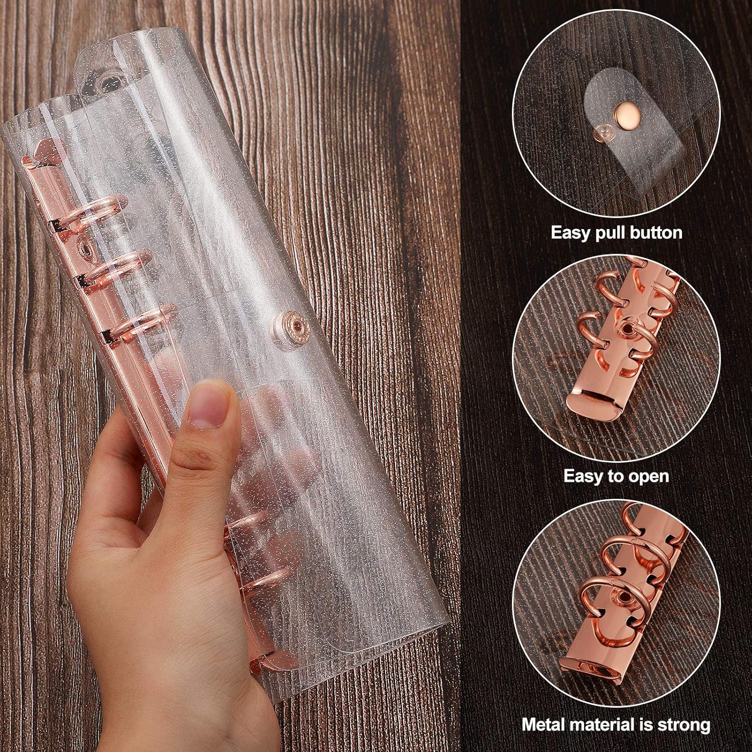 Tenare 2 Pcs Clear A6 Binder Glitter A6 Budget Binder PVC 6 Ring Cover Rose Gold Soft Notebook Transparent Shell Snap Button Closure Loose Leaf Folder for School Office Refillable Travel Meeting 3 91Zqc7HziOL. AC SL1500 - northernschoolofshiatsu.co.uk