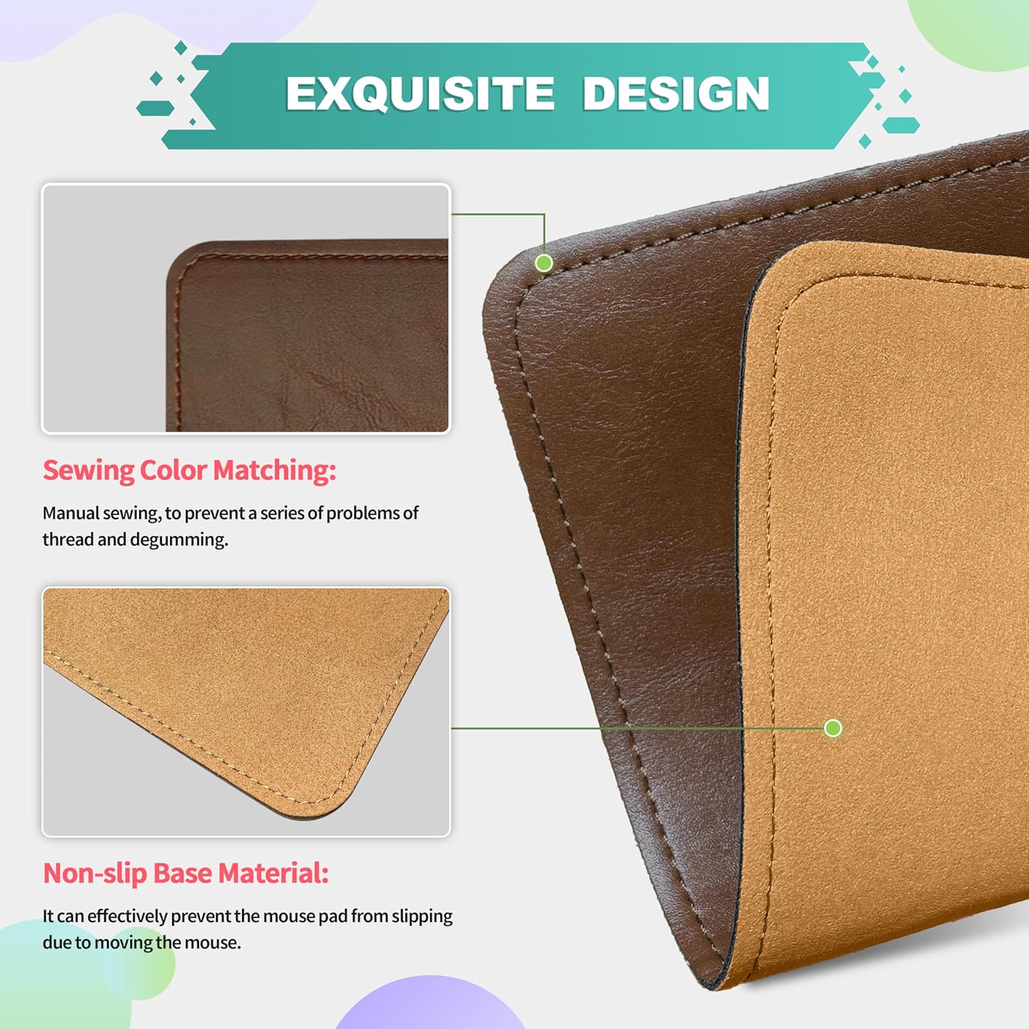 Mouse Pad, PU Mouse Pad,Leather Mouse Pad with Stitched Edge Micro-Fiber Base with Non-Slip Waterproof,Mouse Pad for Computers,Laptop, 8x11Inch (Caramel Brown) 289 91iUJhcJmBL. AC SL1500 - northernschoolofshiatsu.co.uk