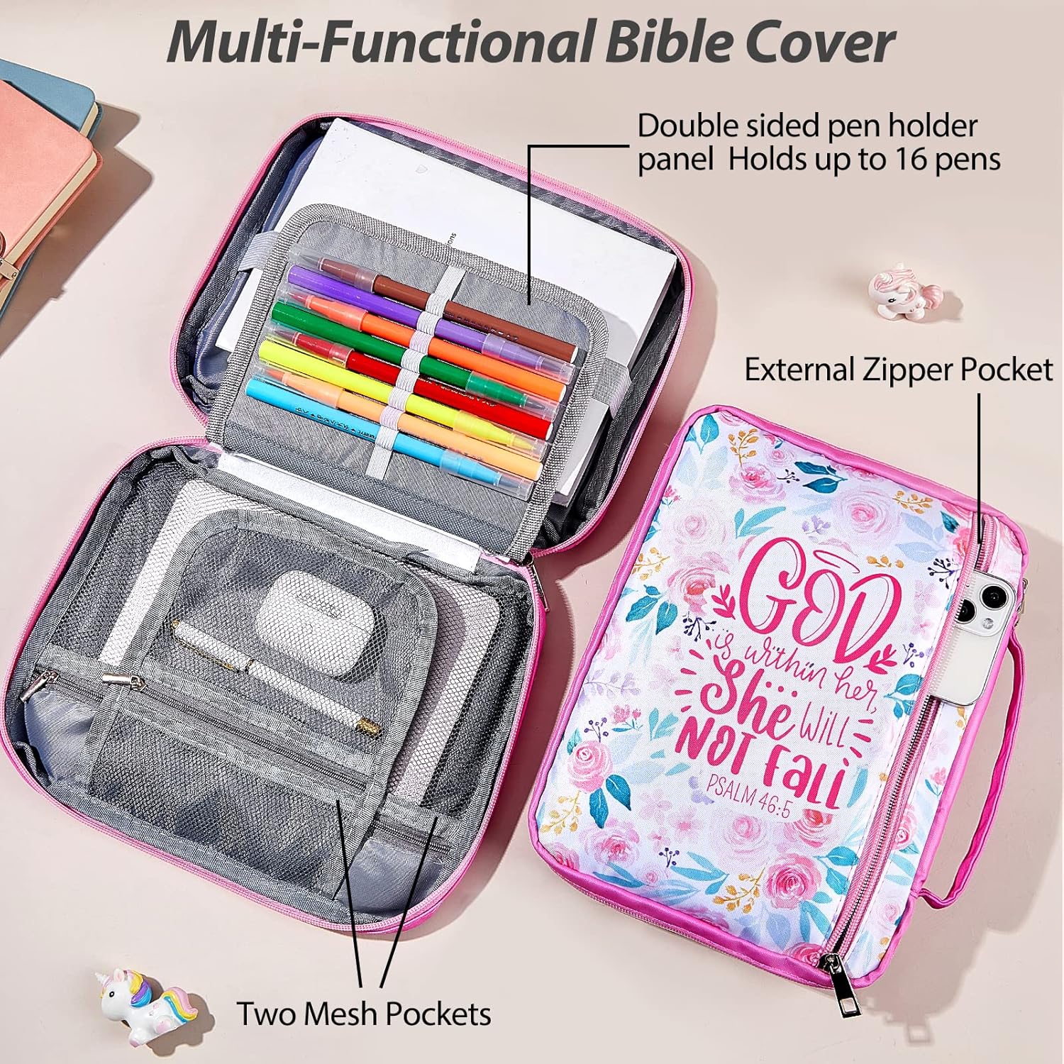 Pink Dino Bible Covers for Women, Large Bible Case with Multiple Zippered Pocket Bible Carrying Bag with Removable Pen Slots for Bible Study Supplies 3 91jw63ZaeuL. AC SL1500 - northernschoolofshiatsu.co.uk