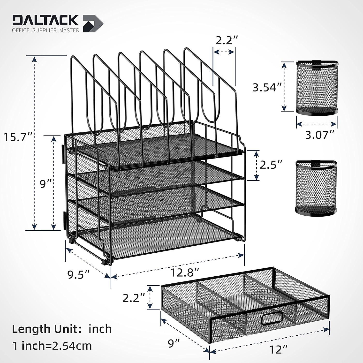 DALTACK 4-Tier Mesh Desk Organizer with Drawer, Desktop Organizer with 5 Vertical File Holders and 2 Pen Holders, File Organizer for Desk, Multifunction Office Desk Accessories,Black 4 91kKQgjFkjL. AC SL1500 - northernschoolofshiatsu.co.uk