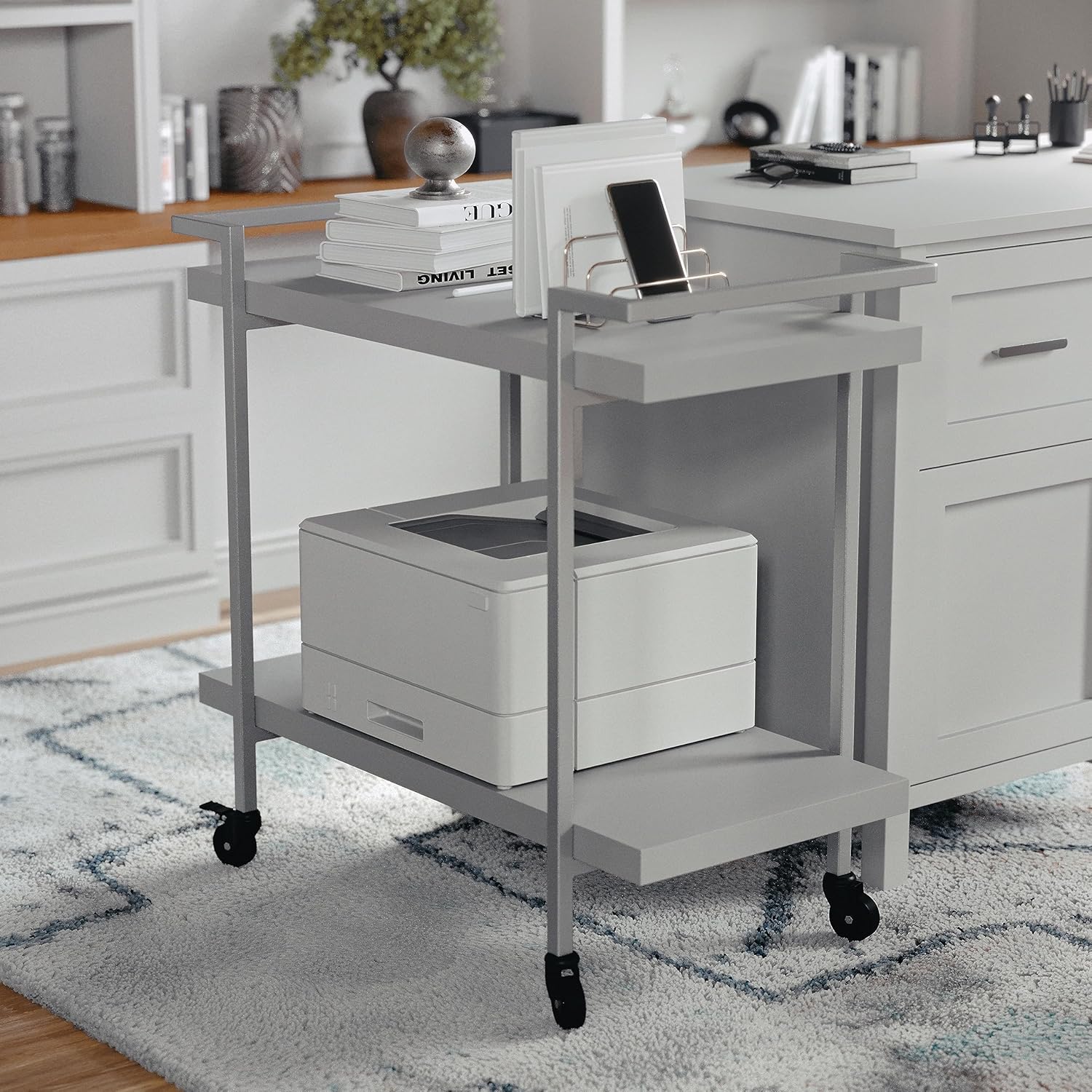 Martha Stewart Liam 2-Tier Mobile Office Storage and Printer Cart in White with Polished Brass Frame 1 91mQh+RVIeL. AC SL1500 - northernschoolofshiatsu.co.uk