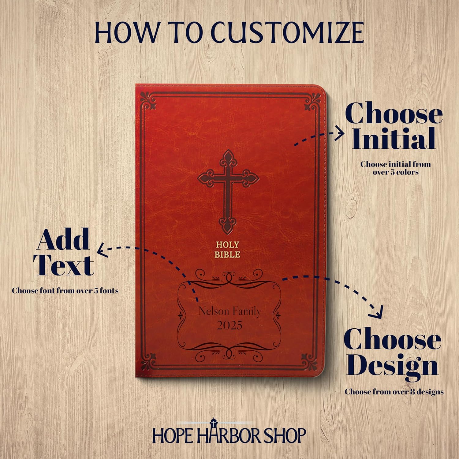Hope Harbor Personalized Gift Bible with Custom Name Engraved, KJV, Gray, King James Version, Red Letter Edition, Comfort Print, Faux Leather 7 - northernschoolofshiatsu.co.uk