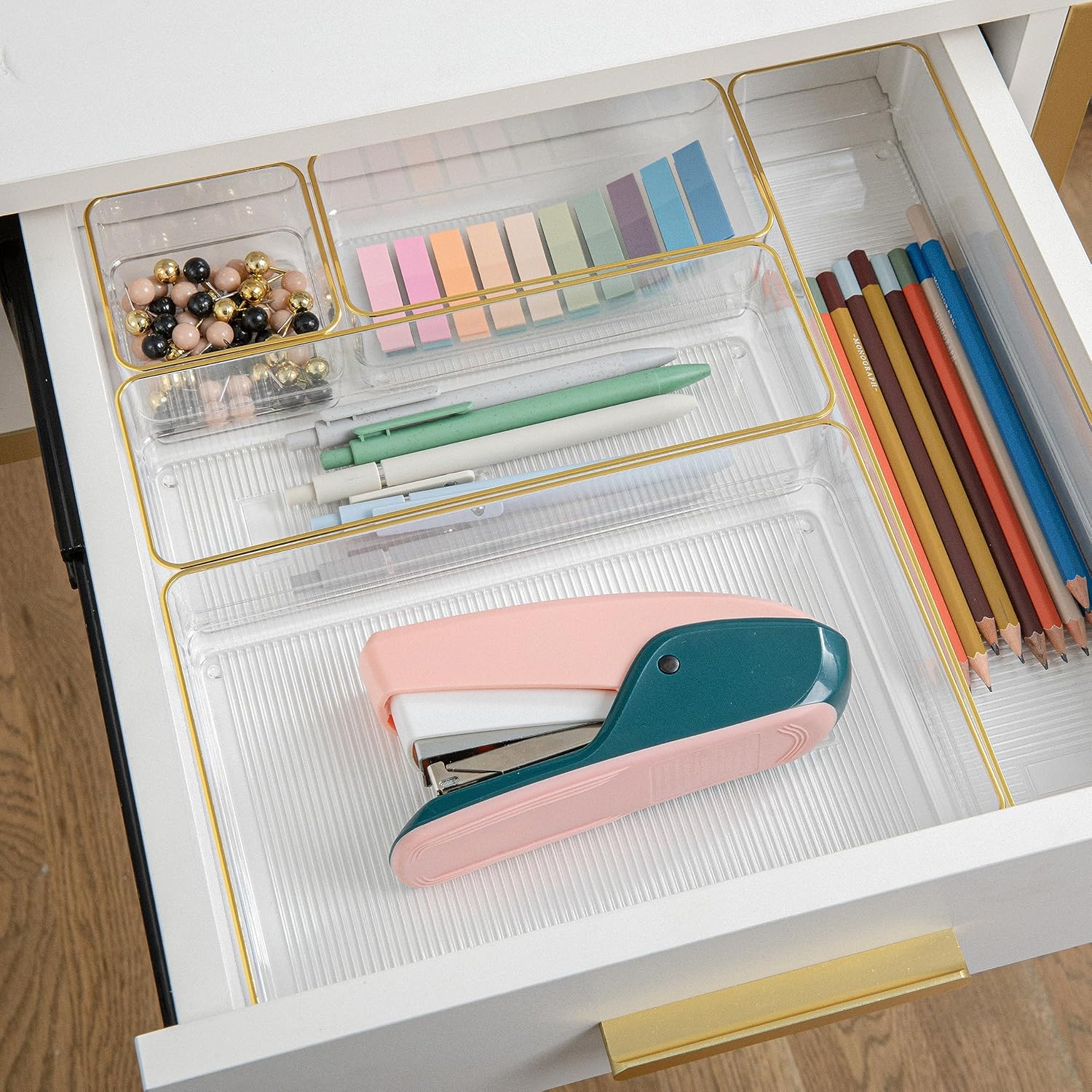 Martha Stewart Kerry Plastic Stackable Office Desk Drawer Organizers, Set of 6, with Gold Trim 15 91sTByKUdbL. AC SL1500 - northernschoolofshiatsu.co.uk