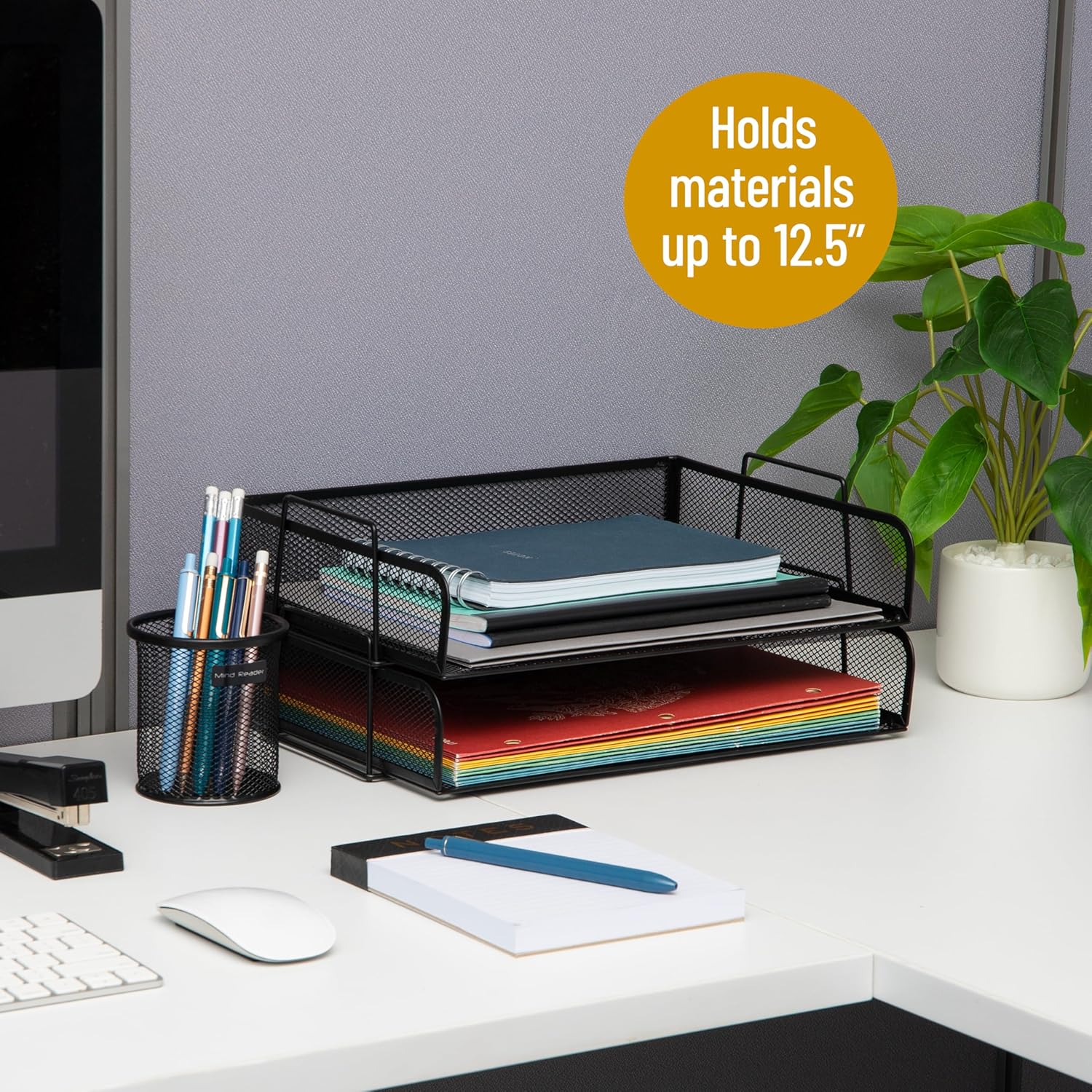 Mind Reader Stackable Paper Tray, Desktop Organizer, File Storage, Office, Metal Mesh, 13.25" L x 9.75" W x 6.25" H, 2 Pcs., Black 3 91w29Ni trL. AC SL1500 - northernschoolofshiatsu.co.uk