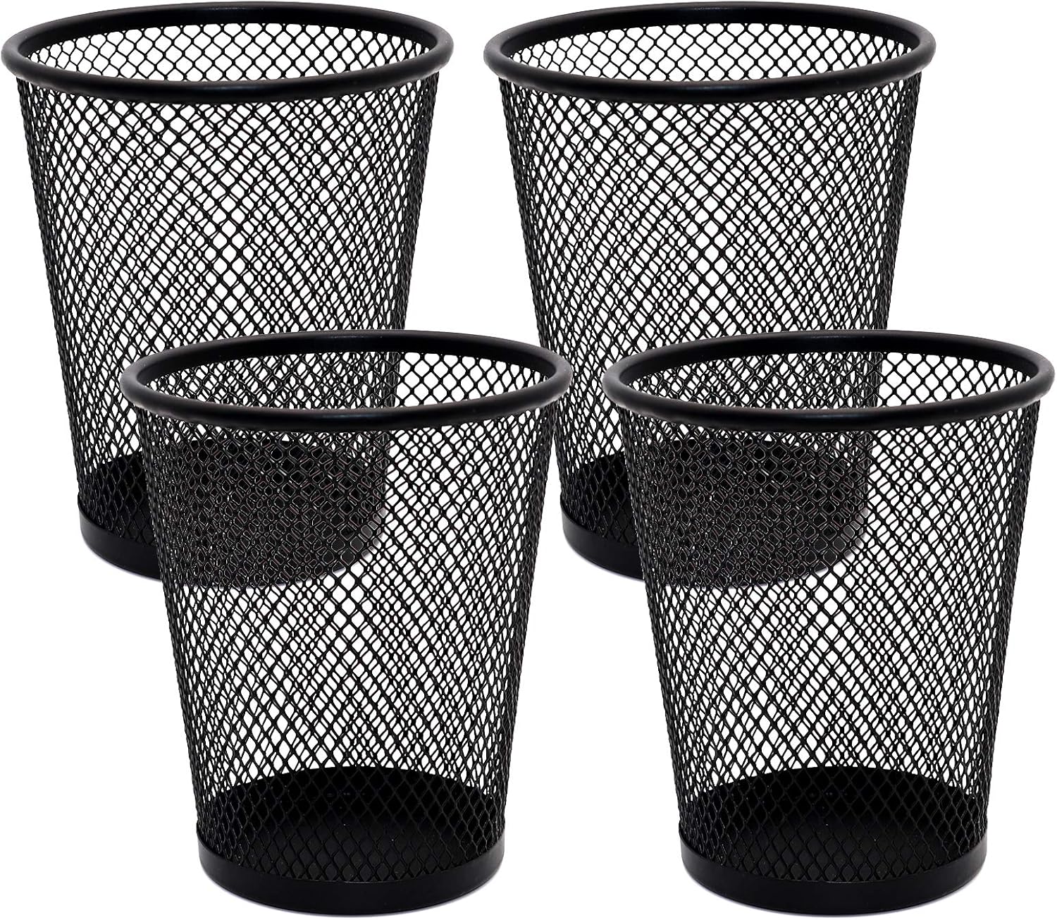 4 Pack Pen Holder Metal Mesh Pencil Holders Round Shaped Pen Holders for Desk Office Wire Mesh Container Pen Organizer,Black 1 - northernschoolofshiatsu.co.uk