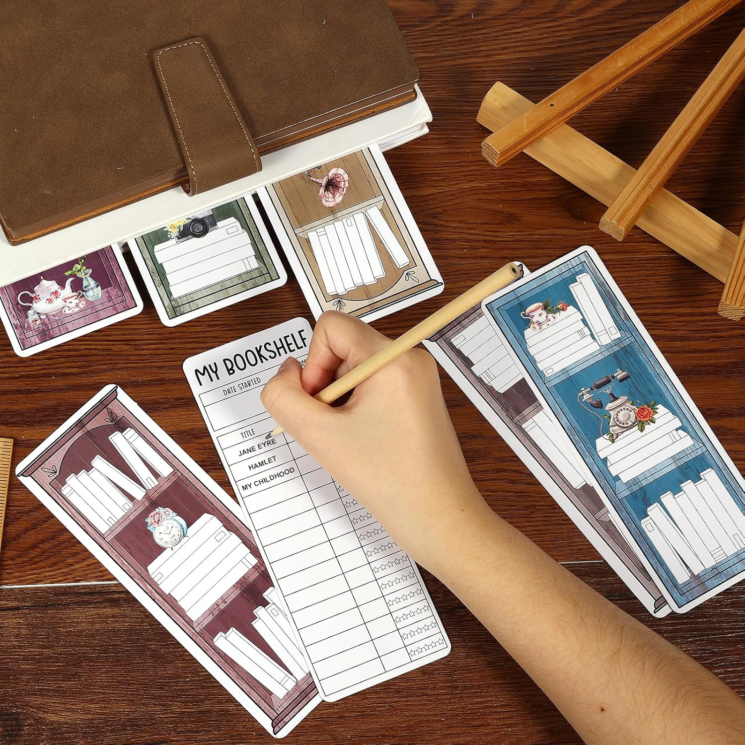 100 Pieces Book Tracker Bookmarks Bookshelf Design Double-Sided Reading Page Markers Bookmarks for Book Lovers Cute Book Marks for Reading Women Students School Supplies 5 - northernschoolofshiatsu.co.uk