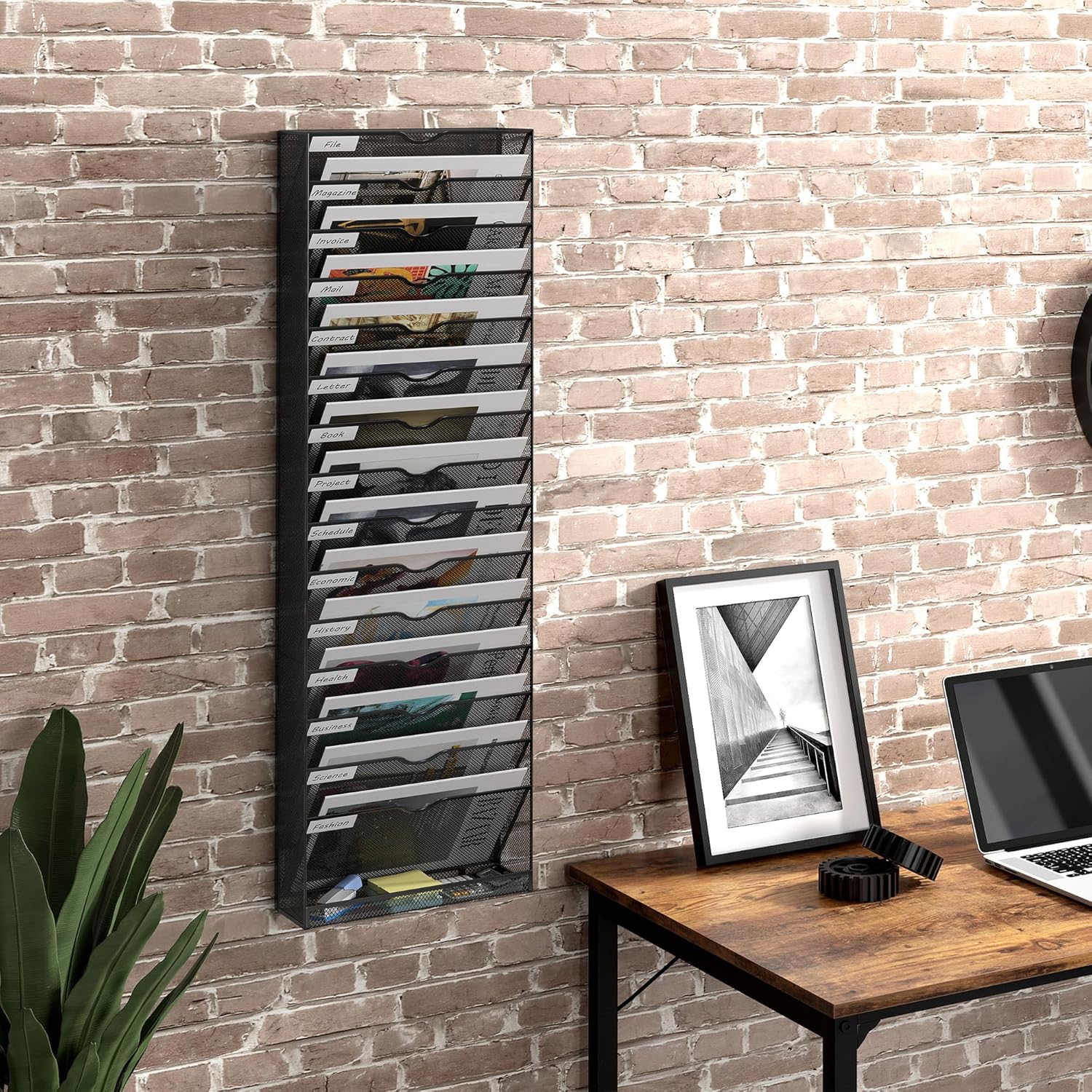 16 Tier Wall Mounted Magazine Rack with Tray Mesh A4 Paper File Organiser Mail Holder Storage, Black 5 91z5Q7JP9yL. AC SL1500 - northernschoolofshiatsu.co.uk