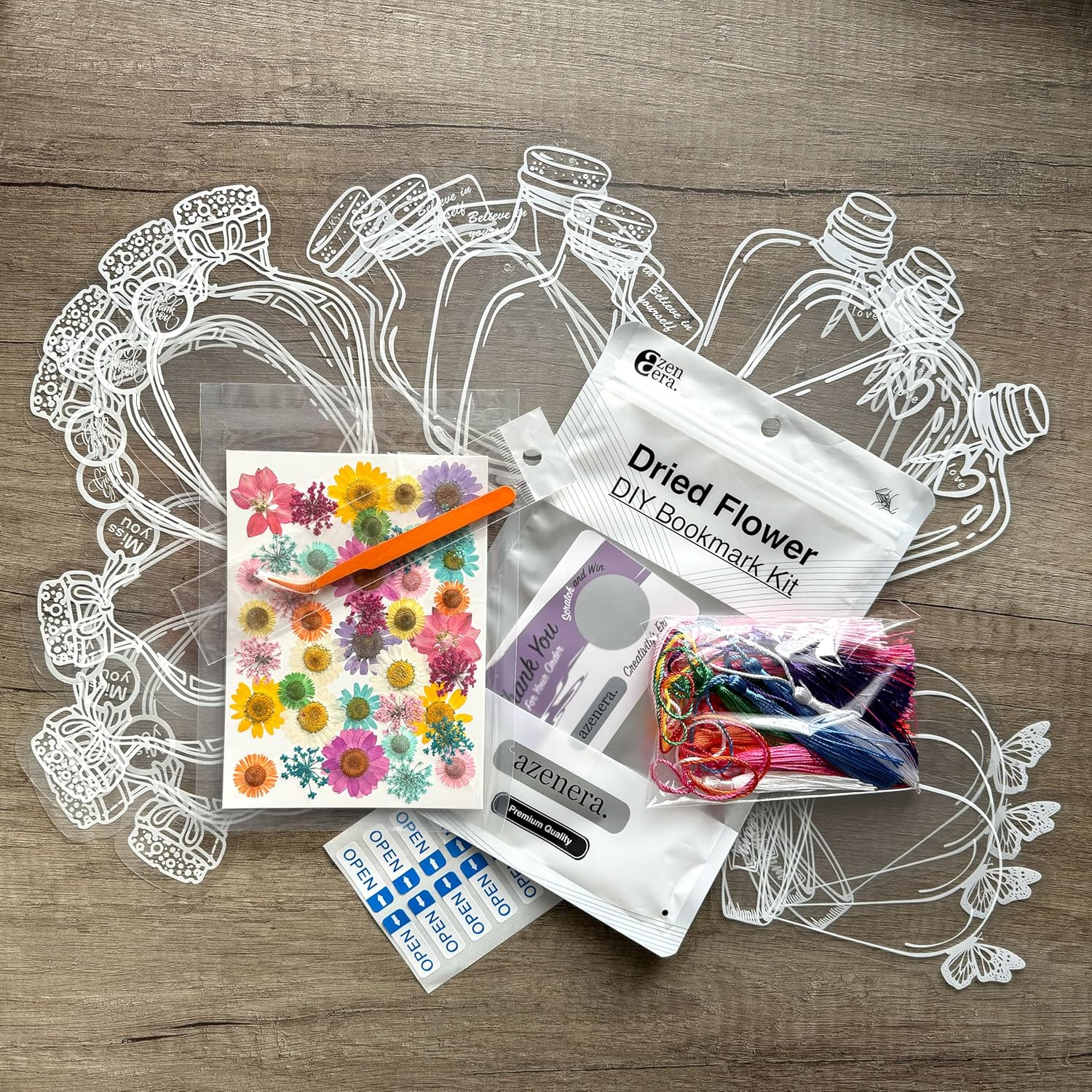 Dried Flower Bookmark DIY Kit - Includes Pressed Flowers, Transparent Bottle Jar Sheets, Tassels, Tweezers, Stickers - Complete Arts Crafts Set to Make Unique, Personalized Bookmarks - Great Gift Idea 2 A1BrPfbB4UL. AC SL1500 - northernschoolofshiatsu.co.uk