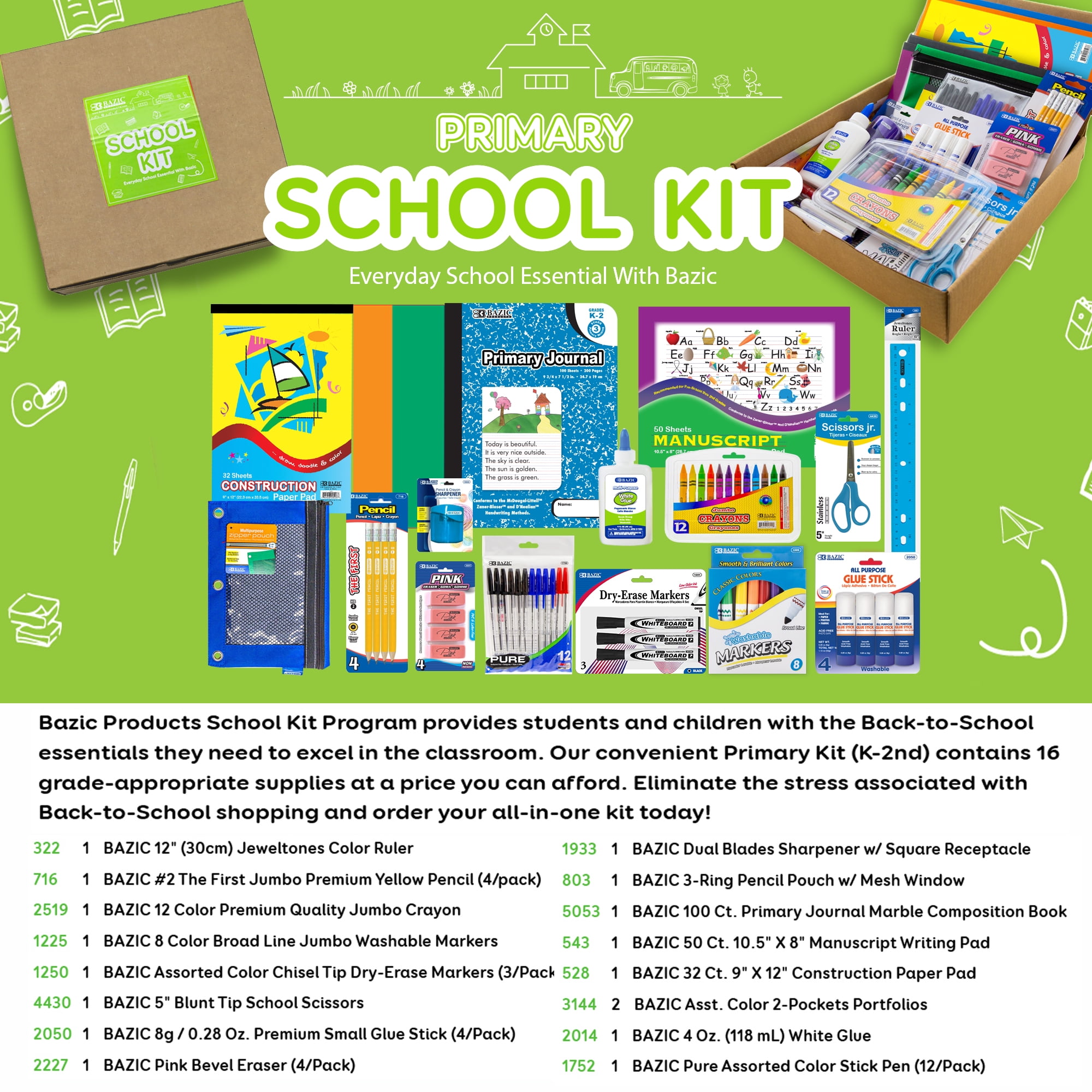 BAZIC Primary School Kit Bundle Box 57 Count for Kindergarten Elementary Student K-6 Grades, Bazic Products School Supplies Composition Book Pencil and more, SPEC or COLOR MAY VARY, 1-Pack 3 99dc84be f26d 4517 86f8 cdc4cf35a062.b0fdc308b0d44eae3df3040e84406610 - northernschoolofshiatsu.co.uk